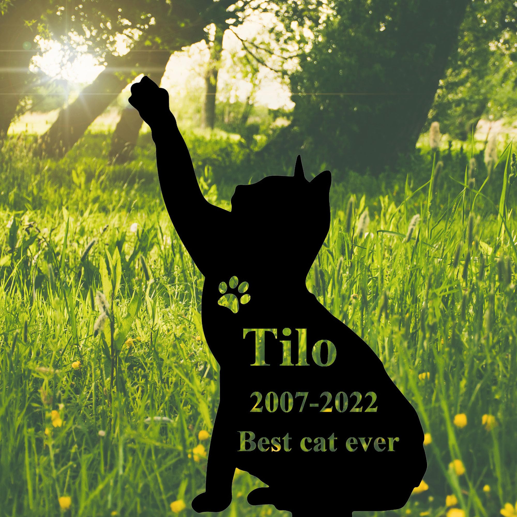 Personalized Cat Memorial Grave Stake - 14 Inch Outdoor Pet Loss Gift, Handmade Cat Burial Marker for Garden, Cemetery, or Backyard Memorial