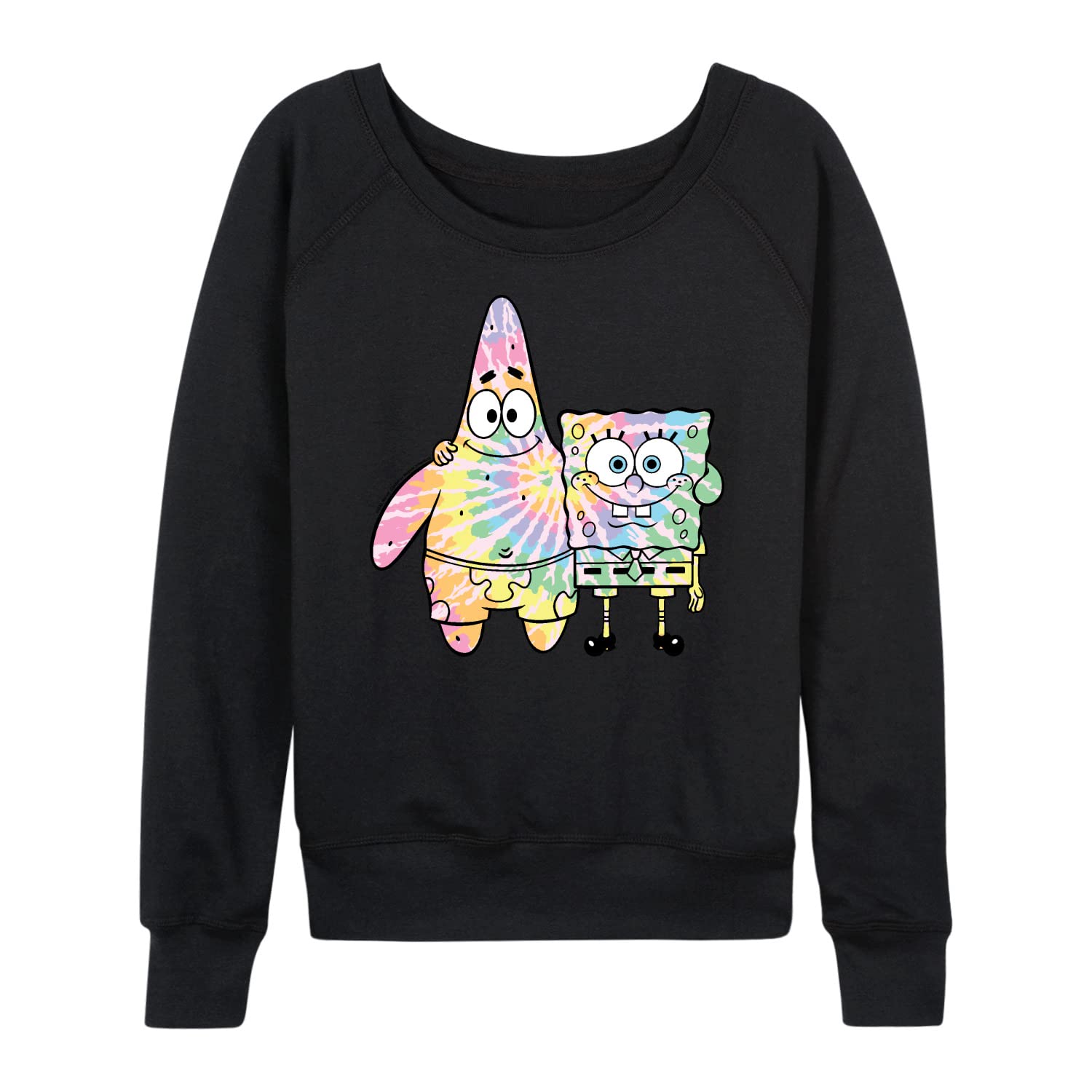 HYBRID APPAREL SpongeBob SquarePants Tie Dye Hoodie - Women's Lightweight French Terry Pullover Sweatshirt with SpongeBob & Patrick Design | Casual Wear, Lounge Outfit, Gift for Fans