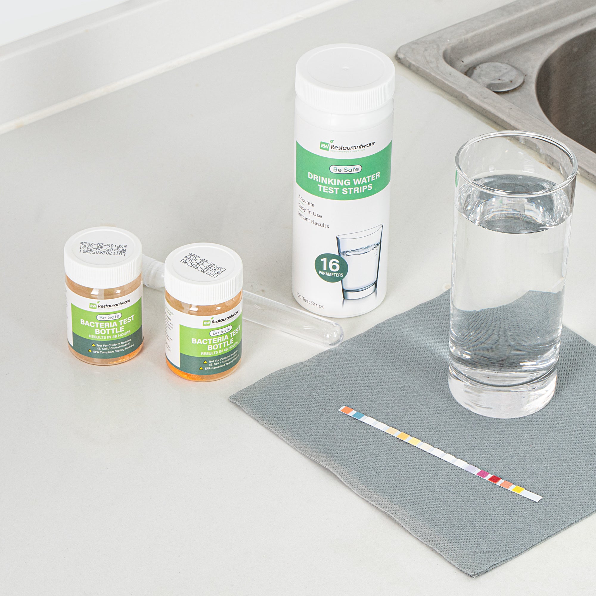 17 in 1 Premium Drinking Water Test Kit - 100 Strips with 2 Bacteria Tests | Home, Camping & Emergency Water Safety Testing