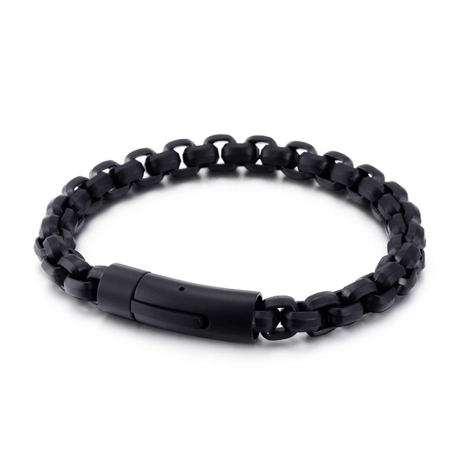 ANAZOZ Men's Stainless Steel Chain Bracelet - Black Adjustable Bangle for Casual Wear & Gifts - Perfect for Everyday Style, Date Nights & Special Occasions