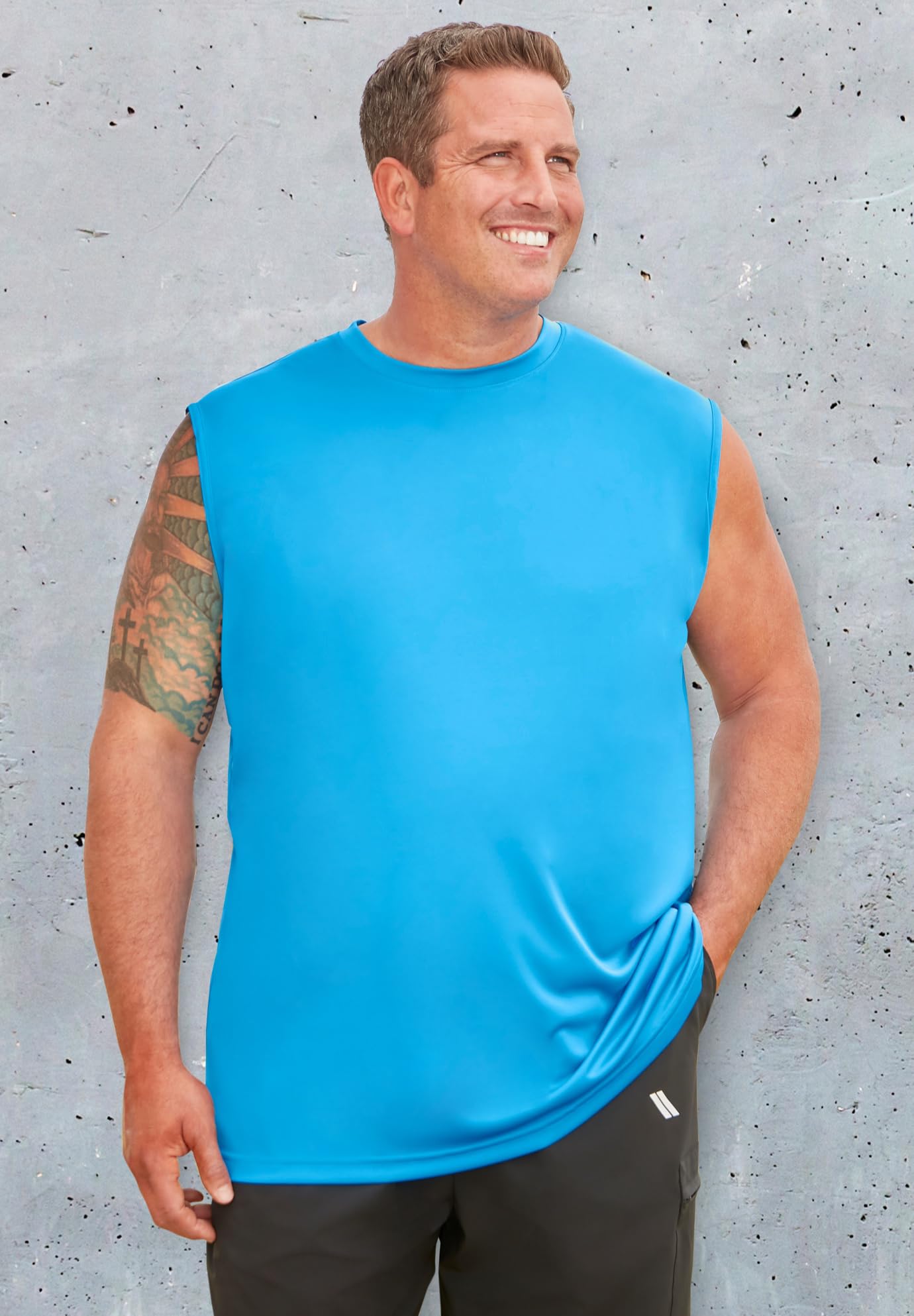 KingSize Men's Big & Tall No Sweat Muscle Tee - Comfortable Cotton Workout Shirt for Gym, Running & Casual Wear