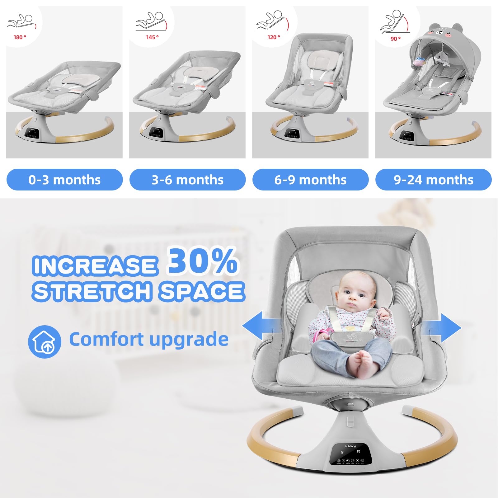 3-in-1 Baby Swing with Bluetooth & Remote Control - Infant to Toddler Rocker (0-24 Months) | Heavy Duty Base, 4 Speed Settings, Removable Tray | Perfect for Nursery, Daycare & Soothing Fussy Babies
