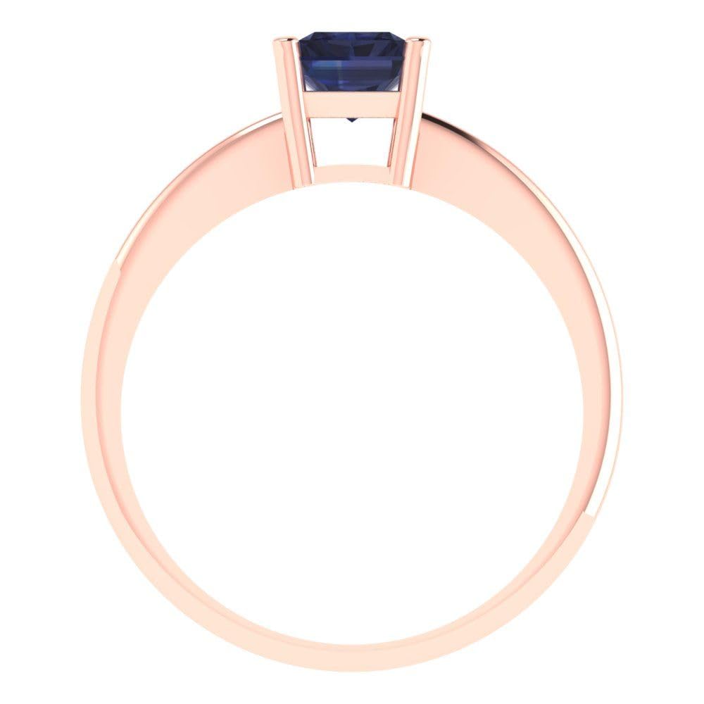 1.0 ct Radiant Cut Simulated Blue Sapphire Engagement Ring - 18K Rose Gold Solitaire Wedding Band for Women | Perfect for Proposals, Anniversaries & Bridal Jewelry Gifts