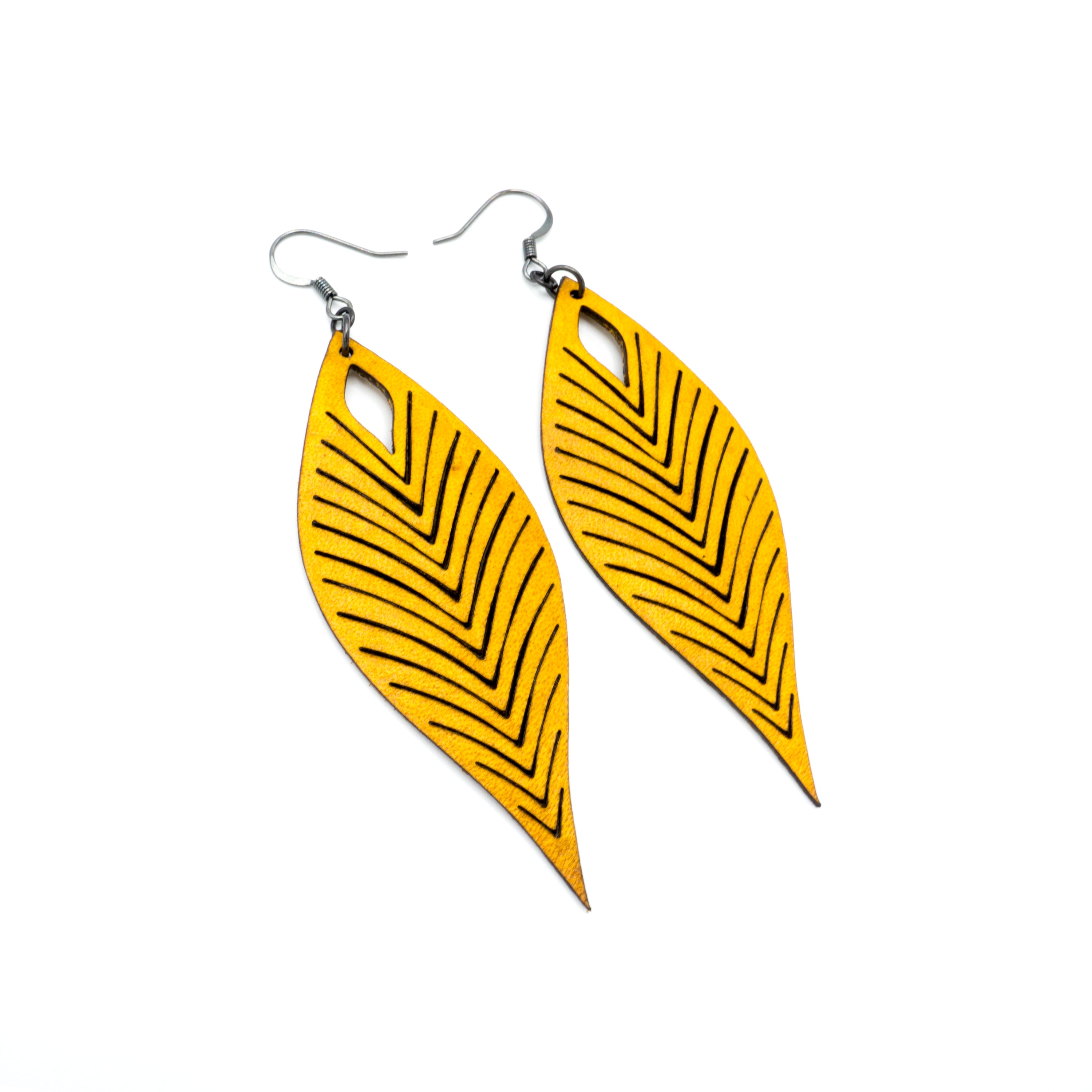 Terrabyte 10 - Yellow Leather Earrings for Women | Boho Chic Handmade Dangle Drop Earrings | Perfect for Casual Wear, Parties & Gift Giving