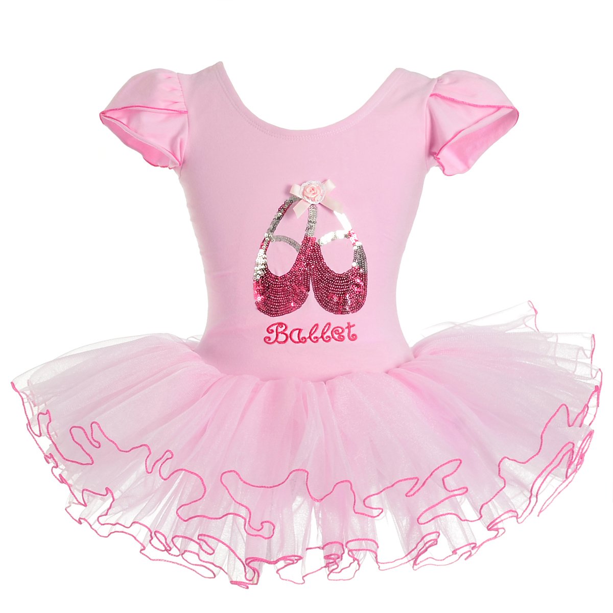 Sparkly Pink Ballet Tutu Dress with Sequined Ballerina Shoes for Toddler Girls – Fancy Dance Costume for Recitals, Performances & Dress-Up Play