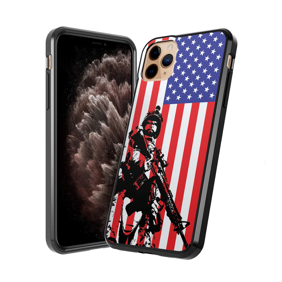 Moriko Cute Fusion Gel Case for iPhone 11 Pro - Anti-Scratch Slim Soft Grip Protective Cover with Marine USA Flag Design | Perfect for Everyday Use, Travel & Outdoor Activities