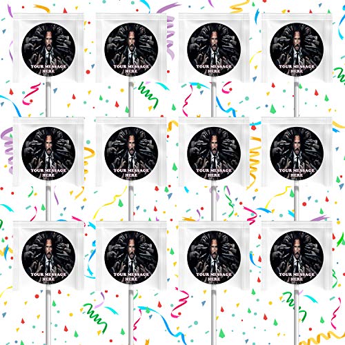 John Wick Party Supplies - 12-Pack Themed Lollipops for Birthday & Movie Night Decorations | Perfect for Action Movie Parties, Cosplay Events & Halloween