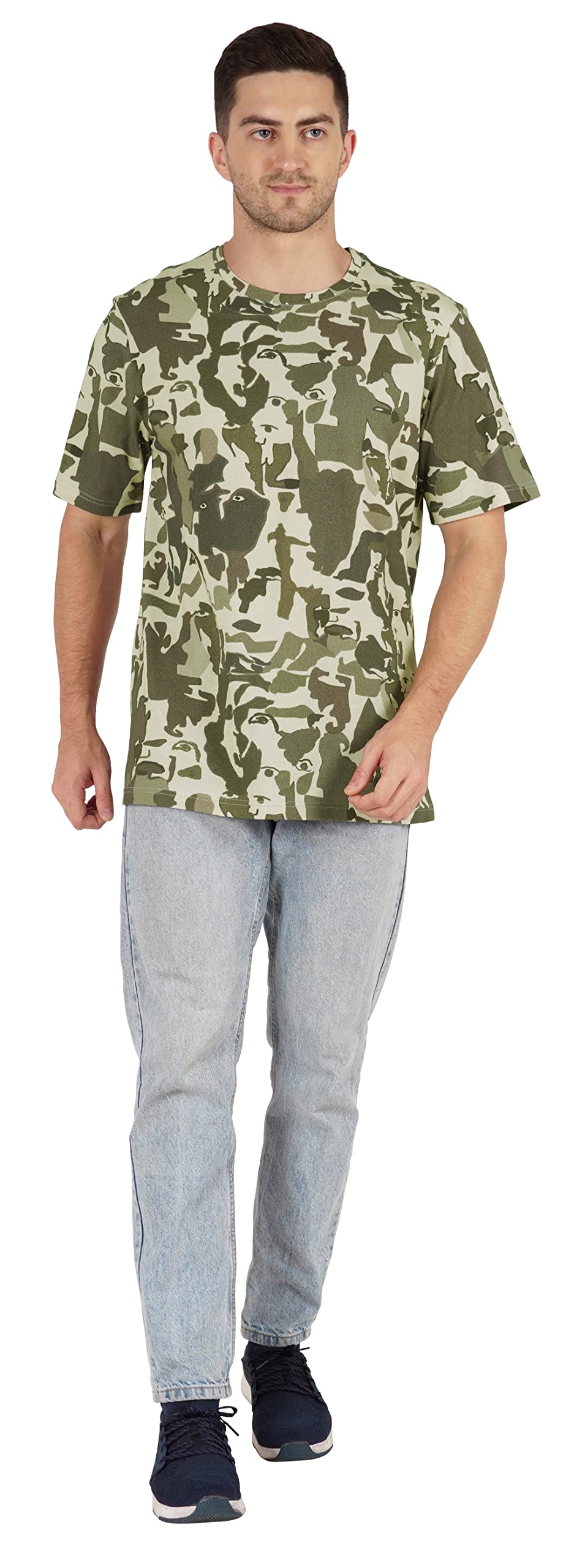 **Inkmeso Men's Half Sleeve T-Shirt - Loose Fit Casual Printed Tee for Beach, Holiday & Summer Wear - Comfortable & Stylish Everyday Outfit**