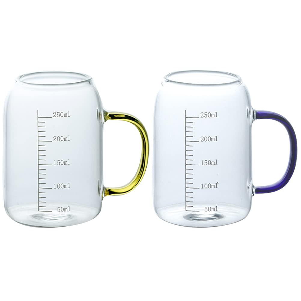 YARNOW 2-Pack Heat Resistant Glass Milk Mugs - 16oz Durable Household Measuring Cups for Coffee, Tea & Baking | Microwave & Dishwasher Safe Glassware for Kitchen, Office & Gifts