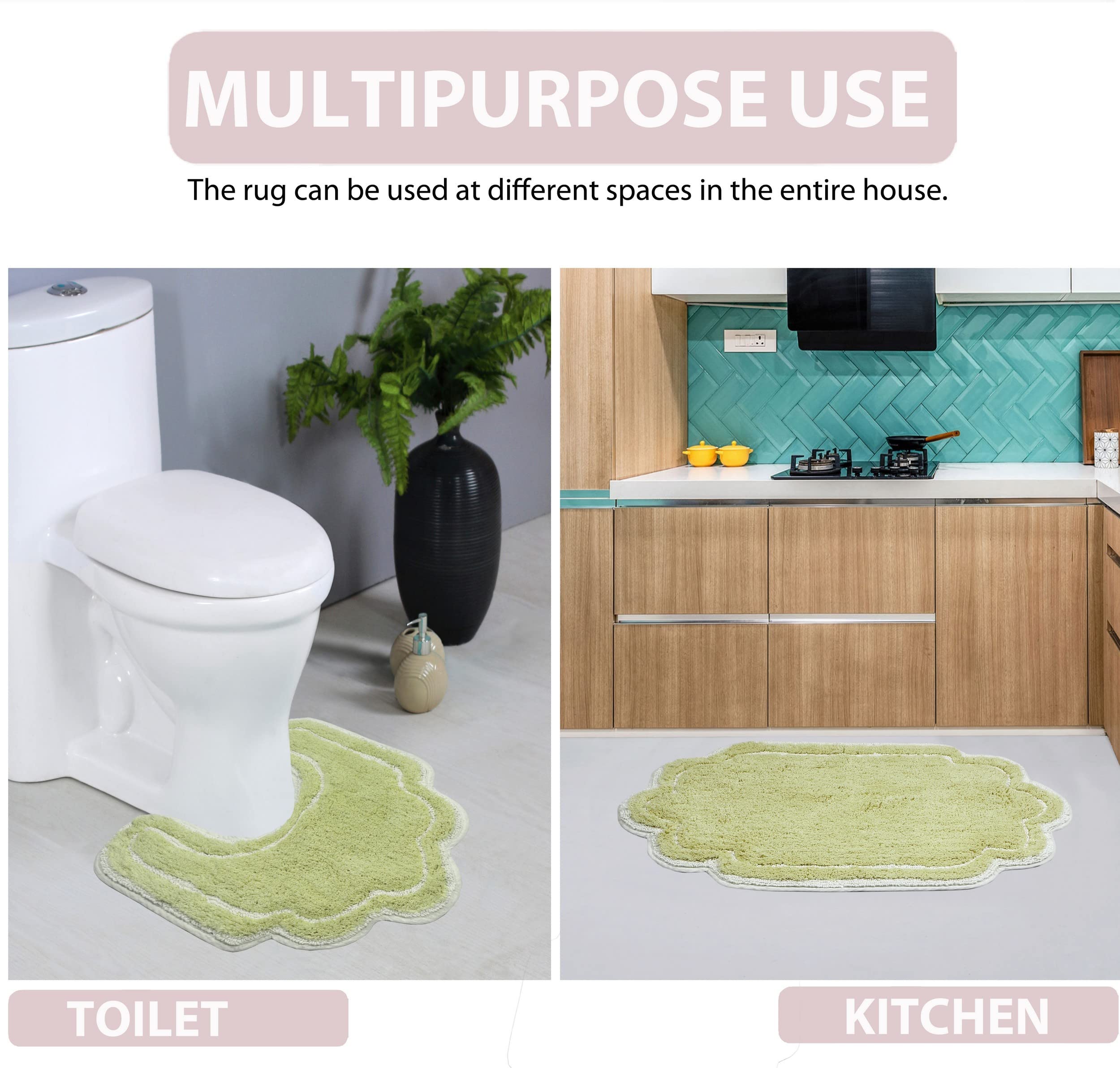 Home Weavers Allure Collection 100% Cotton Tufted Bathroom Rug - Soft, Absorbent & Non-Slip Bath Mat for Bathroom Floor - Machine Washable 21