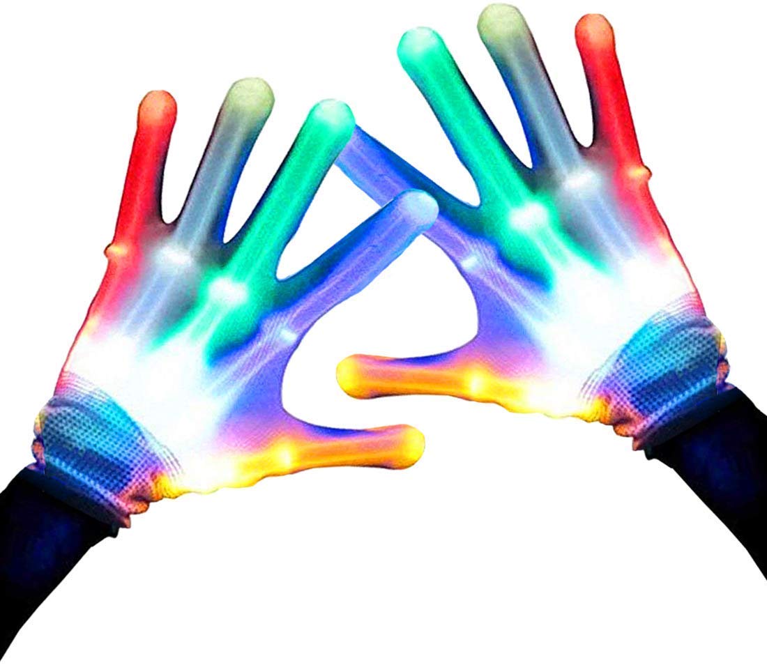 Glow in The Dark LED Light Up Gloves - Party Favors, Rave Accessories, Halloween Costume, Concerts & Night Events - Fun Novelty Party Supplies for Adults & Kids