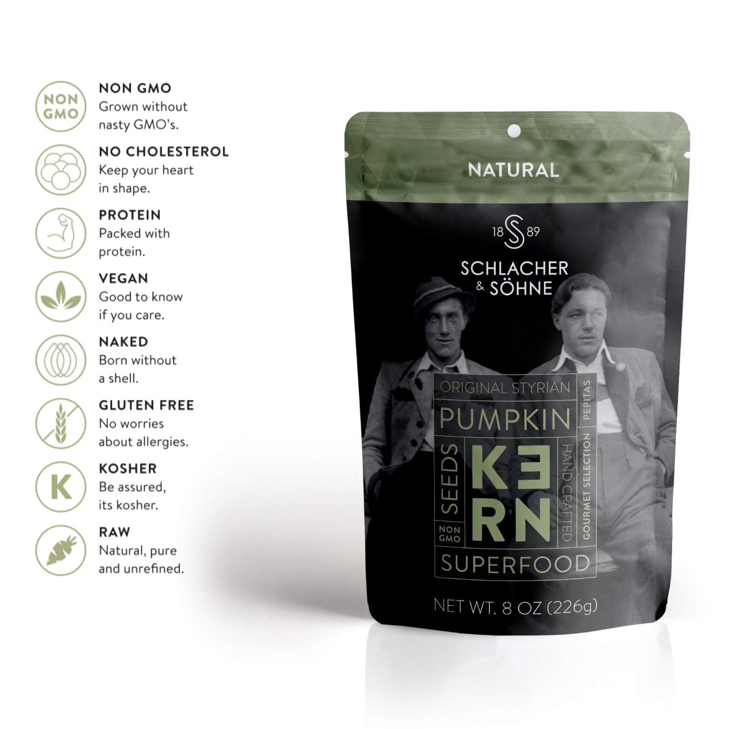 Premium Styrian Pumpkin Seeds by Schlacher & Söhne - 100% Pure, Raw & Unsalted Superfood Snacks | High Protein, Natural & Fresh Pepitas | Made in Austria (6-Pack) | Perfect for Salads, Baking & Healthy On-the-Go Snacking
