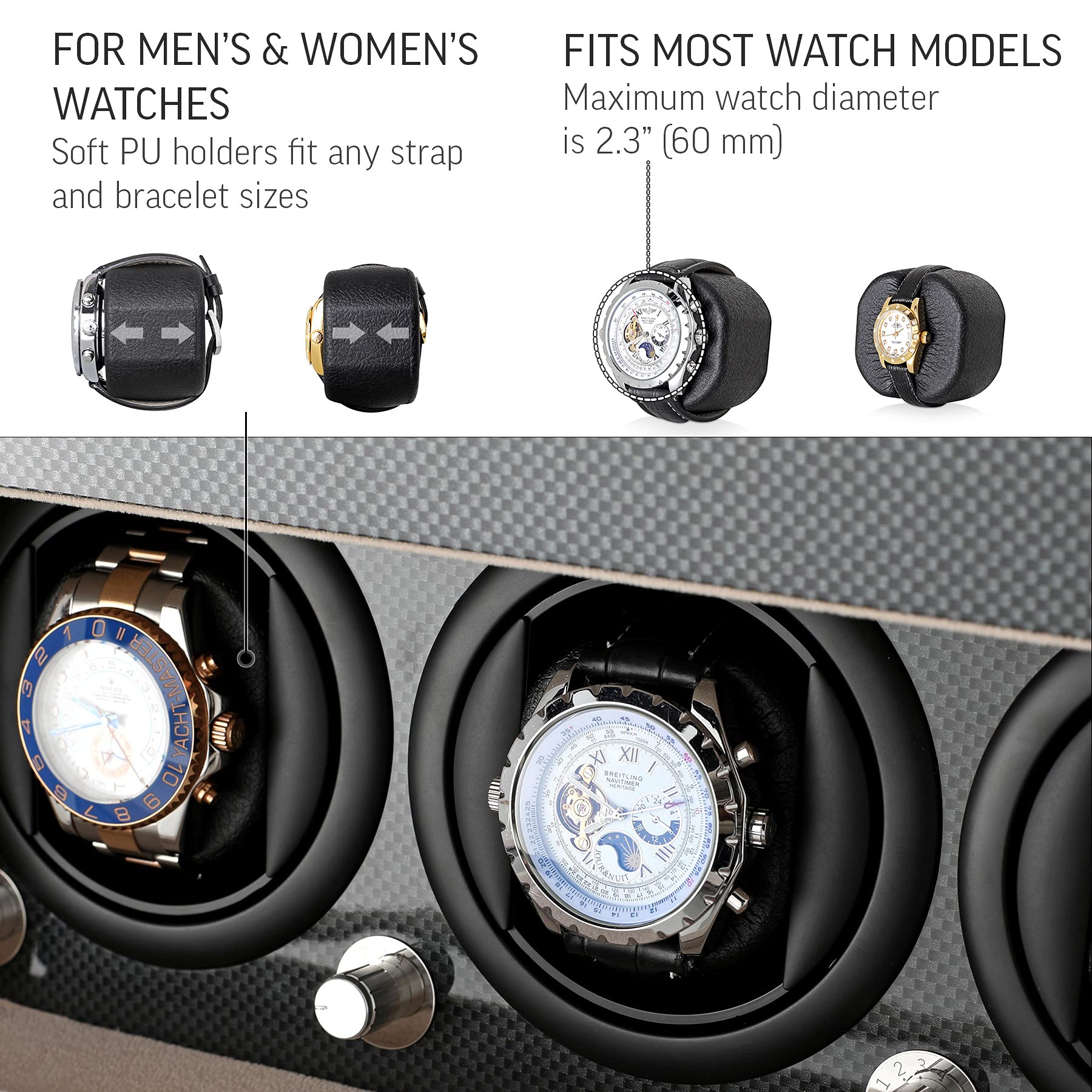 Premium Automatic Watch Winder for 3 Watches with 12-Slot Storage Box - Perfect for Watch Collectors & Luxury Timepiece Enthusiasts | Home Display & Travel Protection