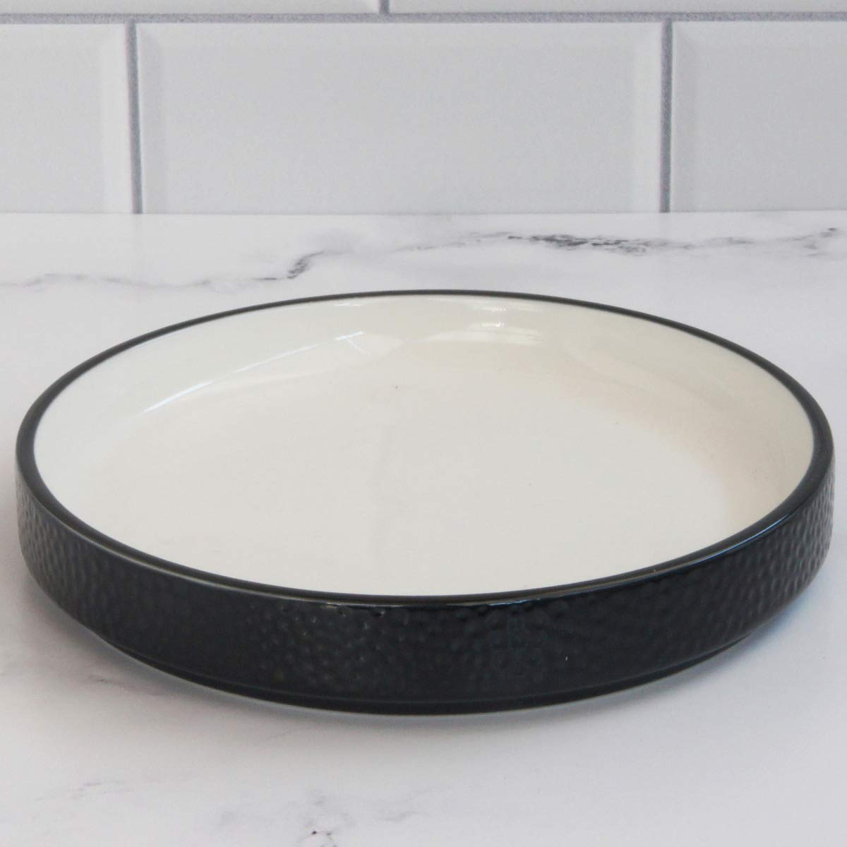 Noritake ColorTex Stone Black 6-Inch Small Plate Set - Elegant Black & White Dinnerware for Everyday Use, Fine Dining, and Entertaining