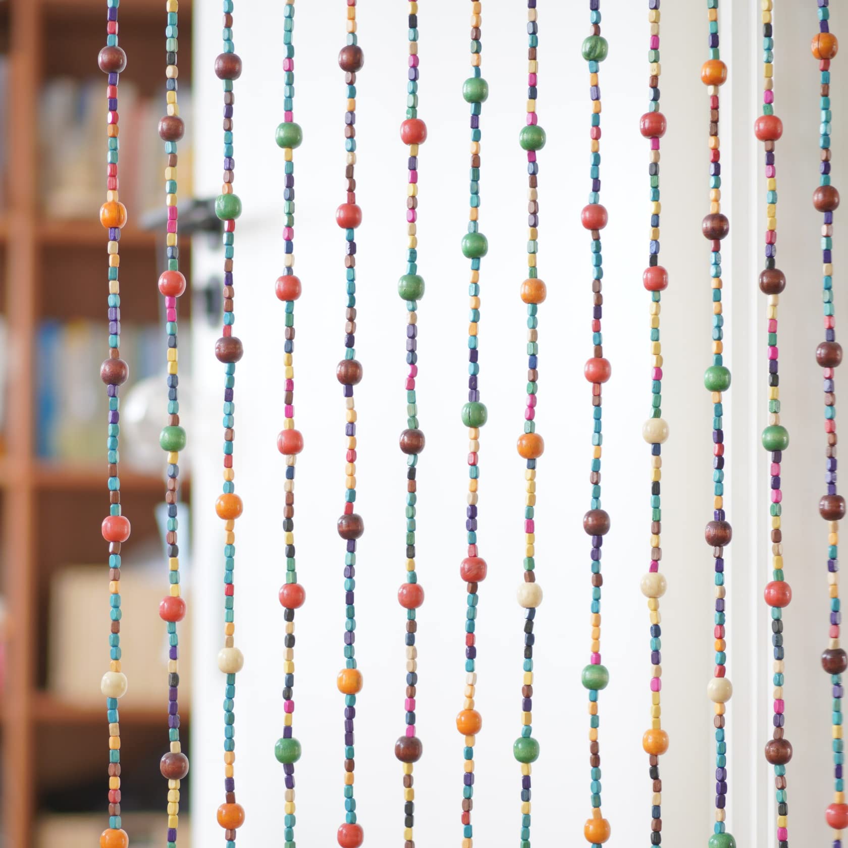 36x72 Inch Haymaro Hippie Boho-Bohemian Natural Wooden Beaded Door Curtain - Bamboo-Style Window & Front Door Decor - Perfect for Bedrooms, Living Rooms & Entryways