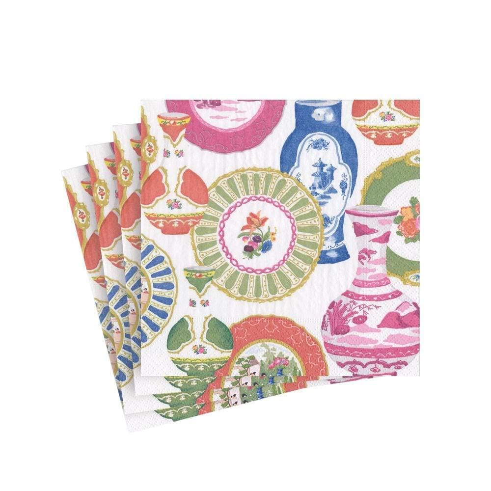 Premium Caspari Meissen Cocktail Napkins - 4 Packs of 20 Elegant Paper Napkins for Parties, Weddings & Dinner Decorations