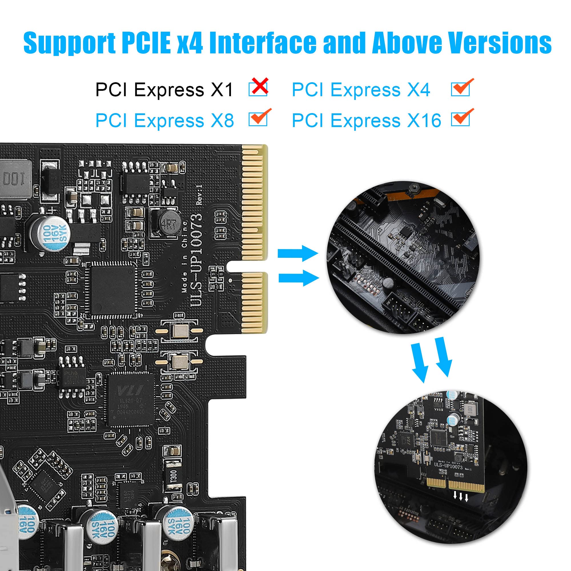 High-Speed PCIe to USB 3.2 Gen 2 Expansion Card - 20Gbps Bandwidth with 7 Ports (4x USB-A & 3x USB-C) for Desktop Computers | Perfect for VR Setups, External Storage & Multi-Device Charging Stations