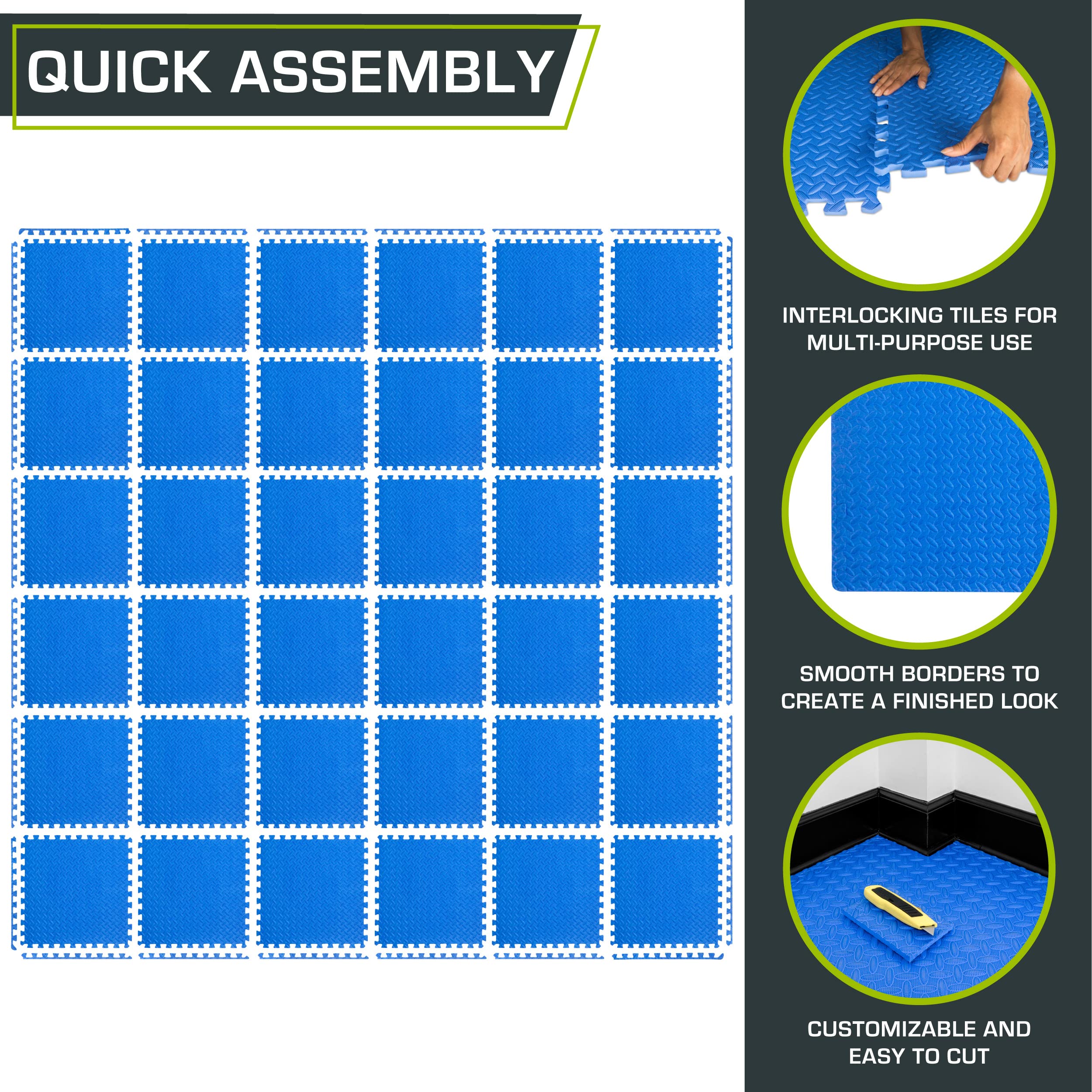 ProsourceFit 1/2-Inch EVA Interlocking Foam Floor Tiles - 24