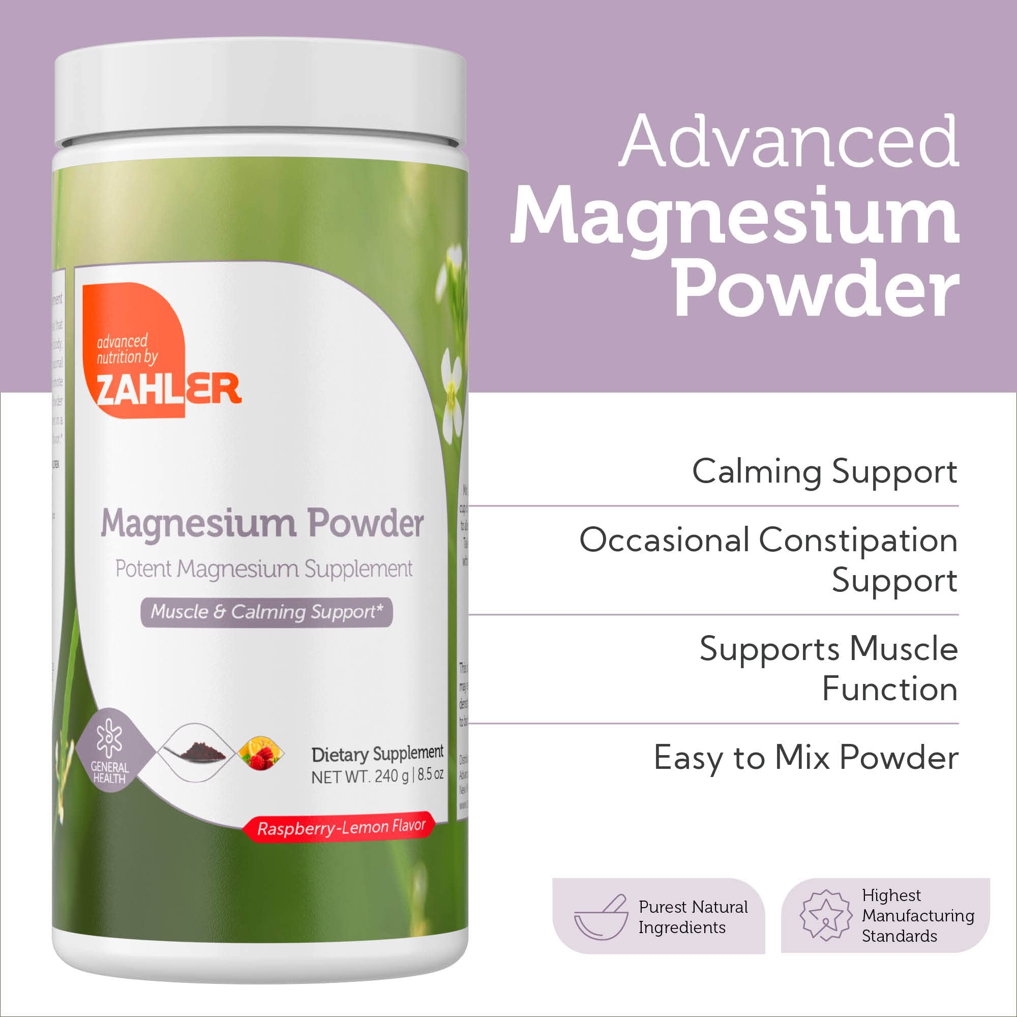 Zahler Magnesium Citrate Powder Supplement - Best Tasting Raspberry Lemon Flavor for Water & Drinks - 8.5 Oz Kosher Magnesium Drink Mix for Relaxation & Sleep Support - Perfect for Stress Relief, Muscle Recovery & Daily Wellness