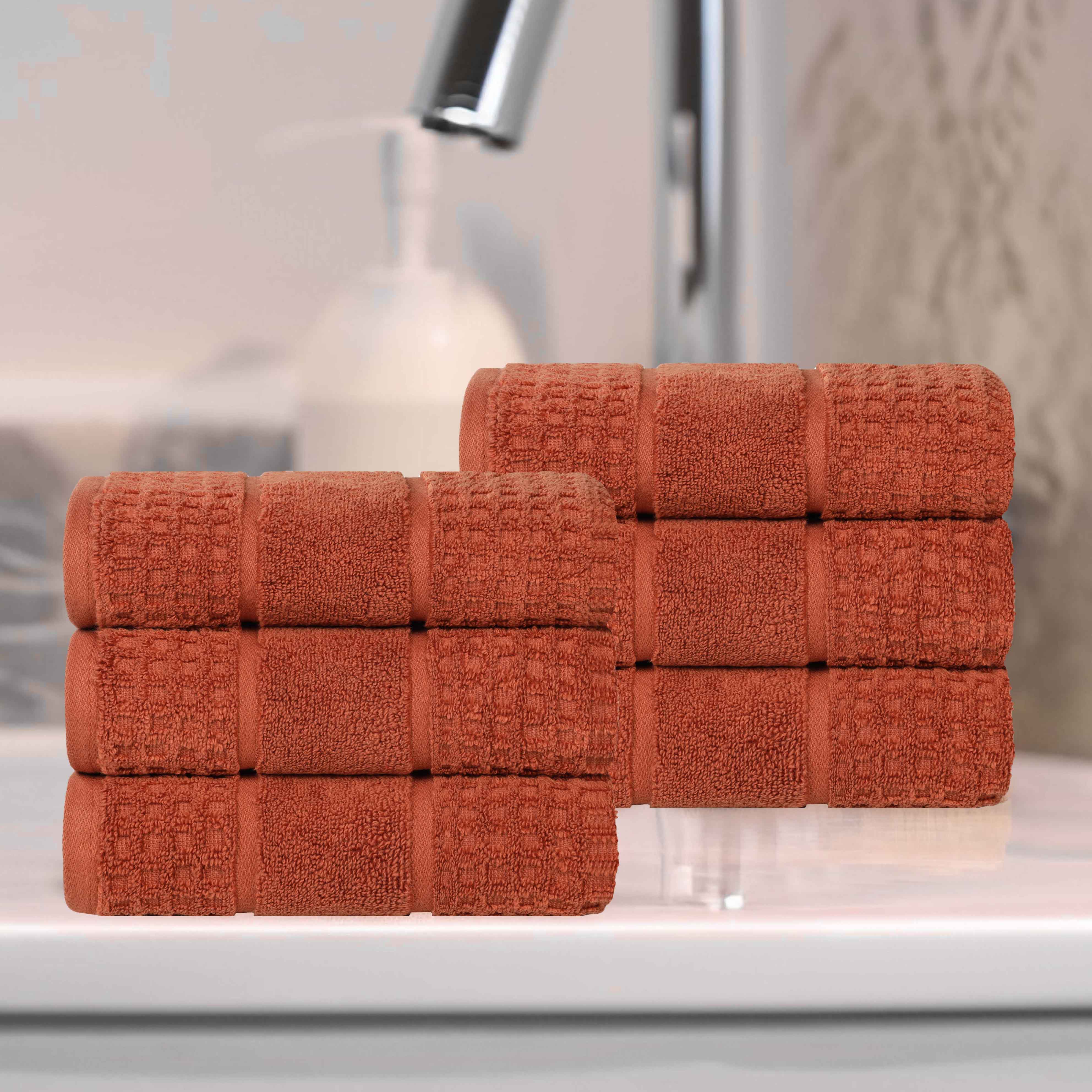 Premium 100% Zero Twist Cotton Waffle Honeycomb Hand Towels - Ultra Soft & Highly Absorbent - Set of 6 Bath Towels for Kitchen, Bathroom & Spa - Eco-Friendly & Quick-Drying