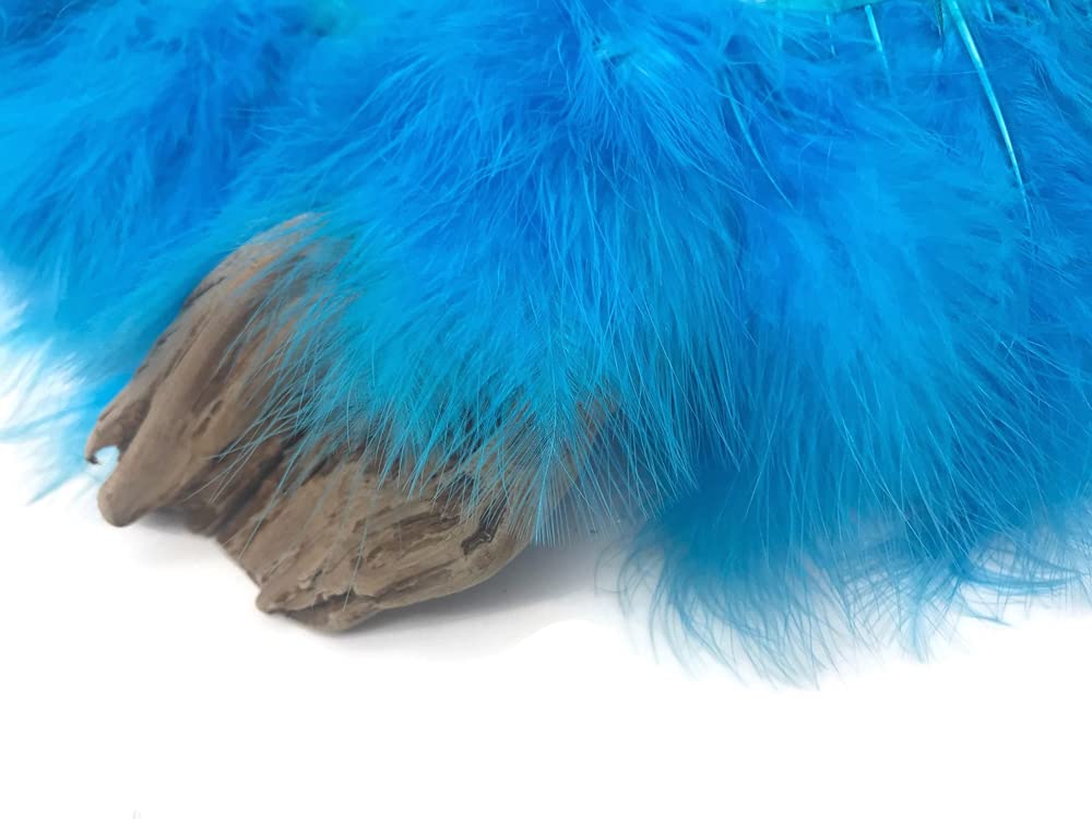 Moonlight Feather | 1 Yard Turquoise Blue Marabou Turkey Fluff Feather Fringe Trim for Fashion Dresses, Costumes & DIY Crafts - Perfect for Bohemian Outfits, Dance Costumes and Home Decor