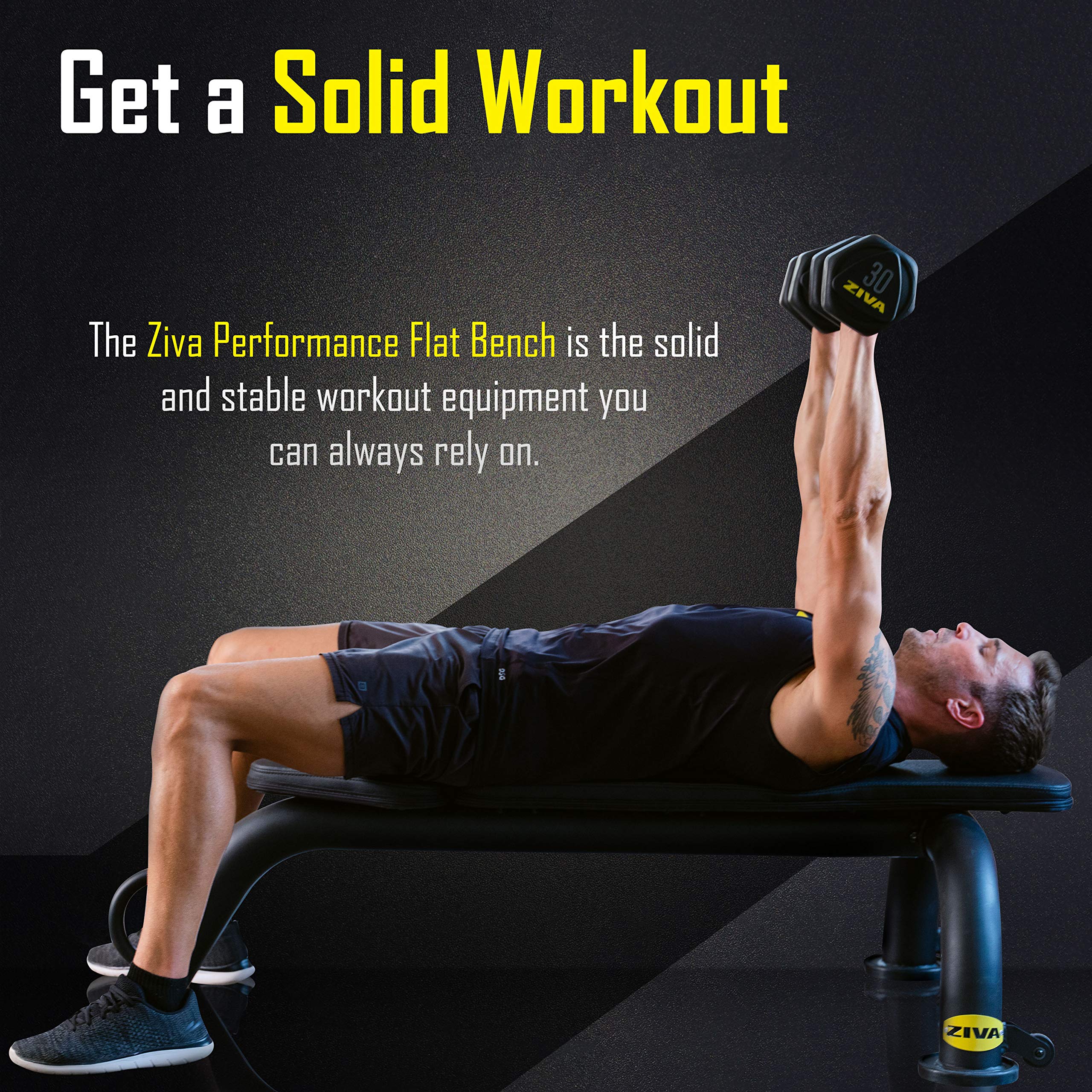 ZIVA Performance Flat Weight Utility Bench for Strength Training & Abdominal Workout – 600 lbs Capacity, 89mm Steel Frame, High-Density PU Foam Padding, Compact Design (41x85x146 cm, 19kg) – Perfect for Home Gym, CrossFit & Bodybuilding Workouts