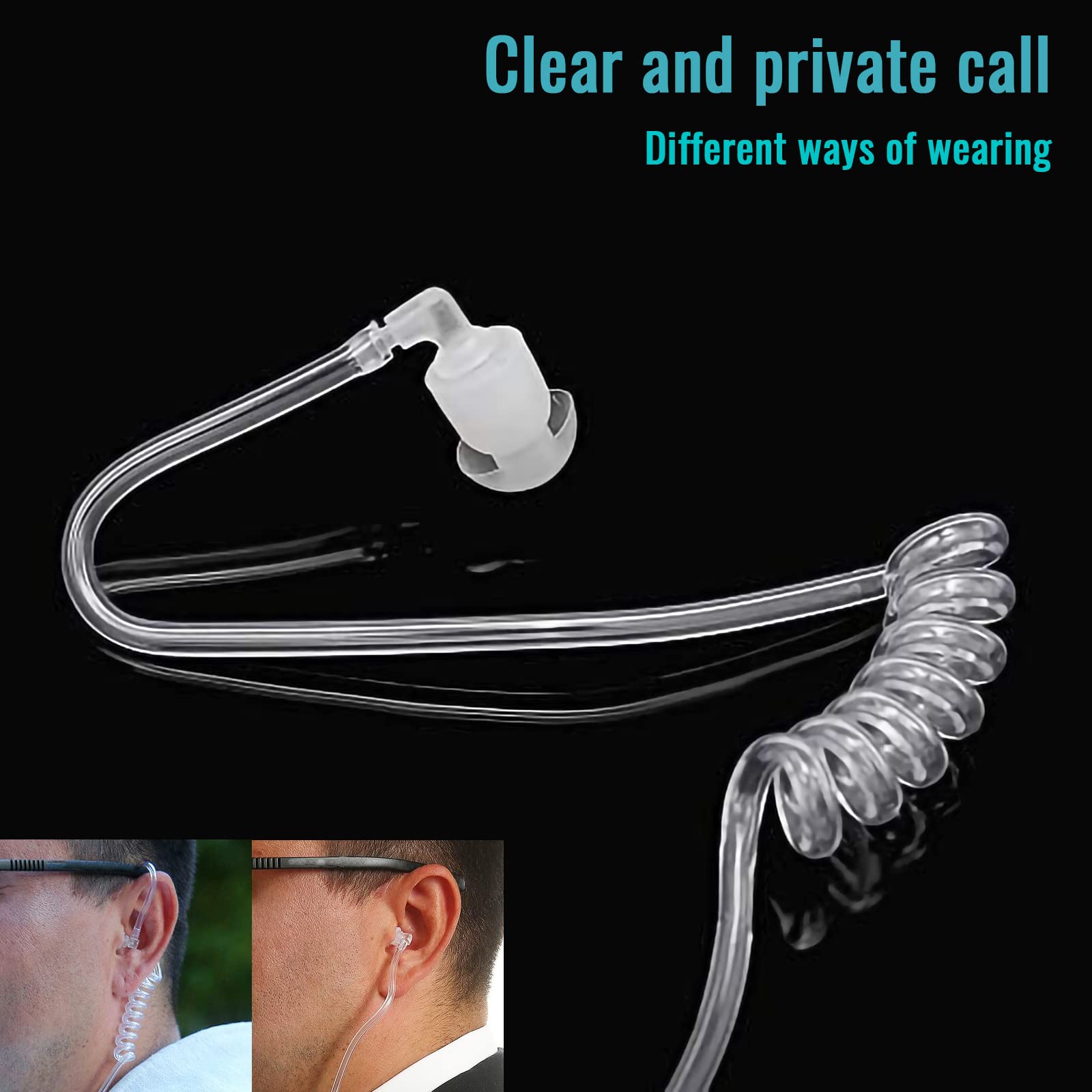 Retevis Walkie Talkie Headset with Acoustic Tube & Earpiece - 2 Pin Connector Compatible with Motorola CP040, DP1400, GP68, GP88, GP300, GP2000, CT150, Pro1150, HYT TC-500, TC-600 (2 Pack) - Ideal for Security, Construction & Outdoor Communication