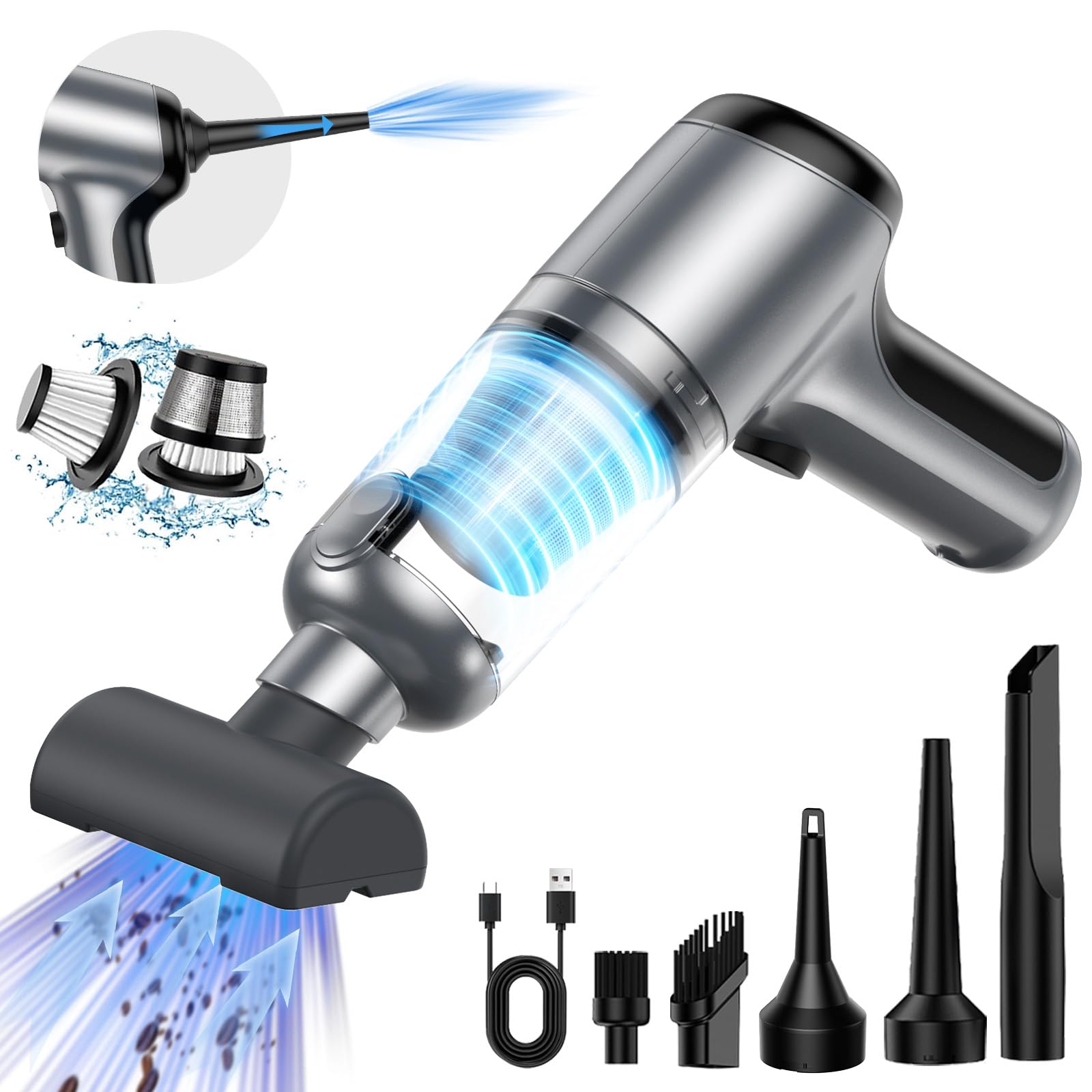 Cordless Handheld Vacuum Cleaner 3-in-1 Portable Car Vacuum with 18000PA Brushless Motor - Rechargeable Multi-Nozzle Mini Vacuum for Home, Office, Computer Keyboard & Car Cleaning