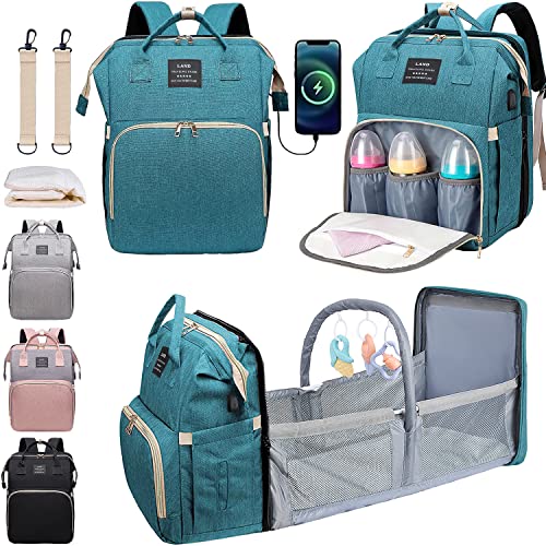 Premium Diaper Backpack for Parents - Large Capacity Baby Bag with Built-in Changing Station, Toy Bar & USB Port - 900D Oxford Travel Diaper Bag for Moms & Dads - Perfect Baby Shower Gift for Boys & Girls - Ideal for Air Travel, Daycare & Family Outings - Green