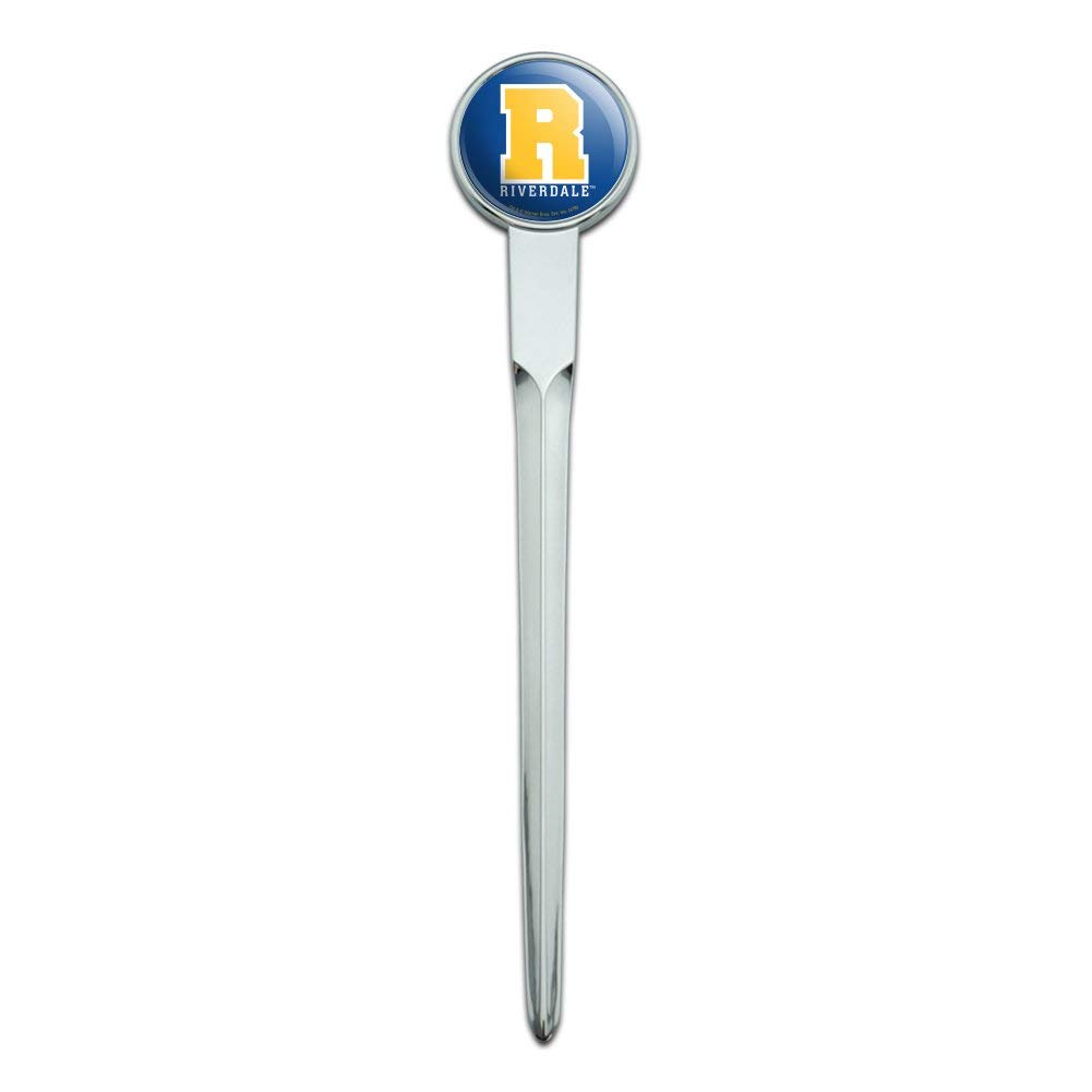 Riverdale Varsity Letter Classic Chrome Plated Metal Envelope Letter Opener - Vintage Style Paper Slitter Tool for Office, Home & Gift Giving