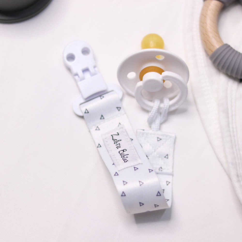 Zebra Babies Flexi Ribbon Pacifier Clip - Soft Silicone Dummy Holder for Newborns & Infants - Perfect for Strollers, Car Seats & Baby Carriers