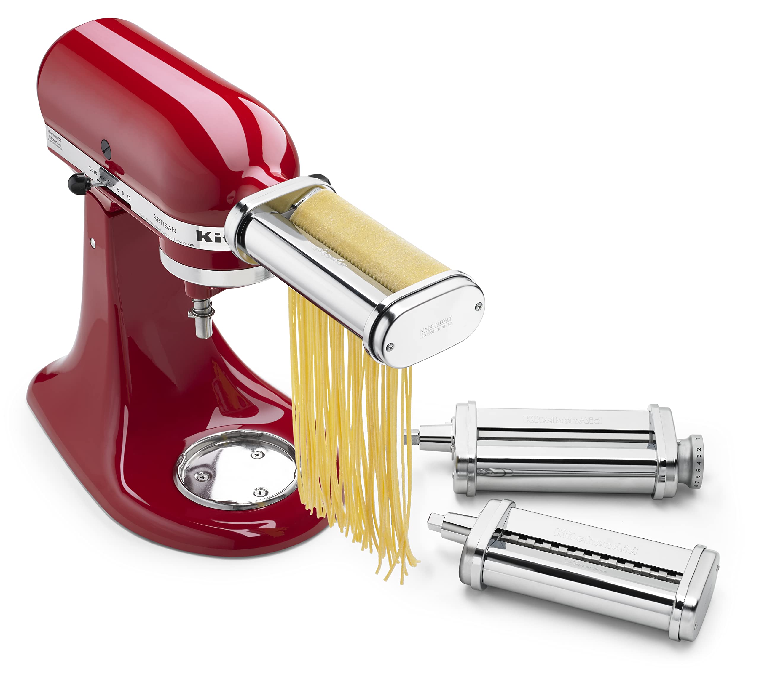 KitchenAid KSMPRA 3-Piece Pasta Roller & Cutter Attachment Set with Norpro Pasta Drying Rack - Silver Stainless Steel Pasta Maker Accessories for Homemade Ravioli, Lasagna & Noodles | Perfect for Italian Cooking & Kitchen Gifts