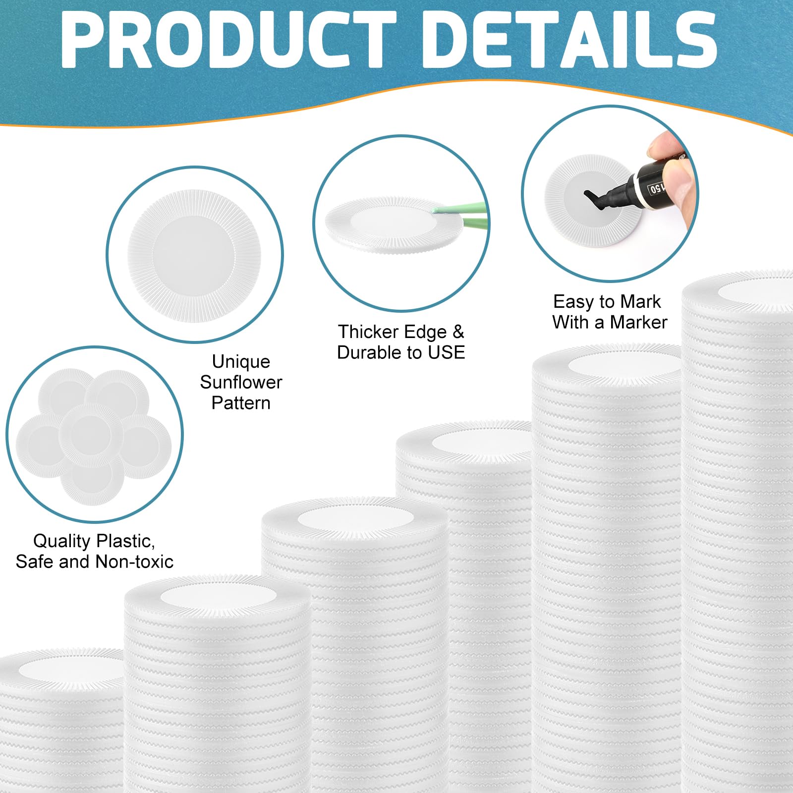 Coopay 600-Piece Plastic Poker Chips Set - 38mm/1.5 Inch White Bingo Chips for Card Games, Math Counting Practice, Teaching Rewards & Casino Night Fun - Bulk Learning Counters & Game Tokens for Home, Classroom & Party Use