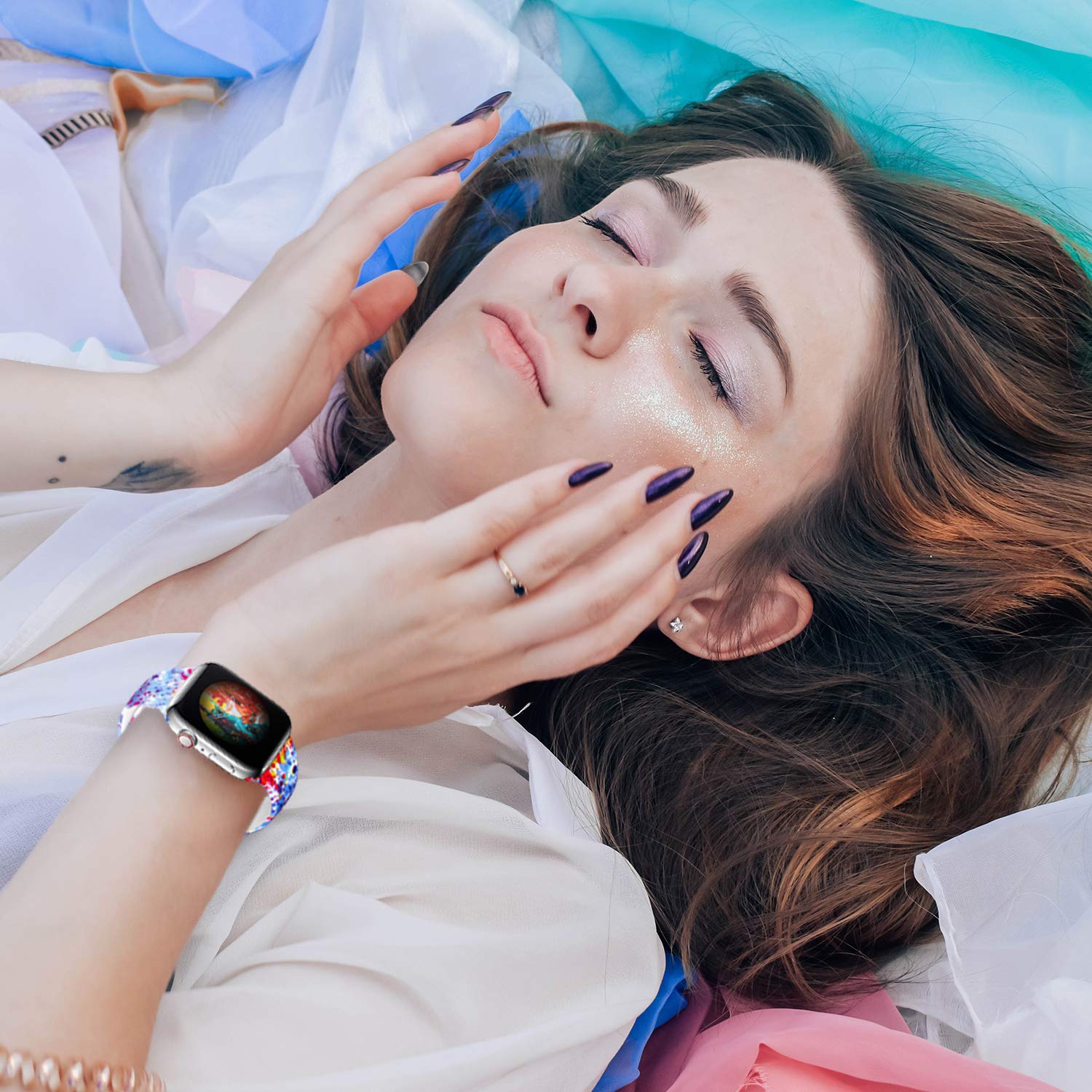 2 Pack Floral Print Sport Silicone Bands Compatible with Apple Watch 38mm 42mm 40mm 44mm 41mm 45mm 49mm - Cute Durable Strap for Women Girls iWatch Ultra SE Series 8/7/6/5/4/3/2/1 - Perfect for Workouts, Running & Everyday Fashion Accessory