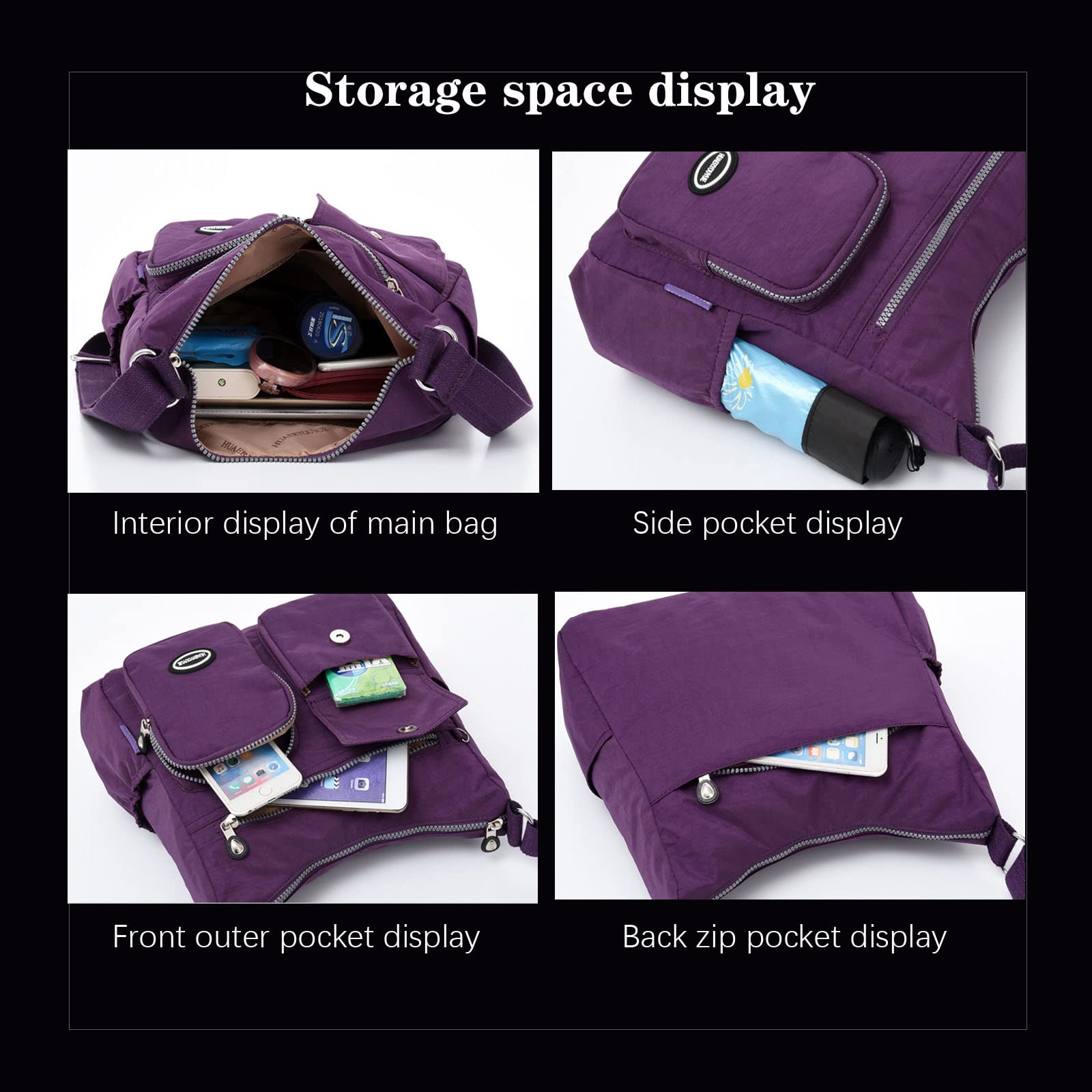 Waterproof Nylon Messenger Bag for Women - Large Capacity Tote Shoulder Bag - Durable & Stylish Handbag for Work, Travel & Daily Commute