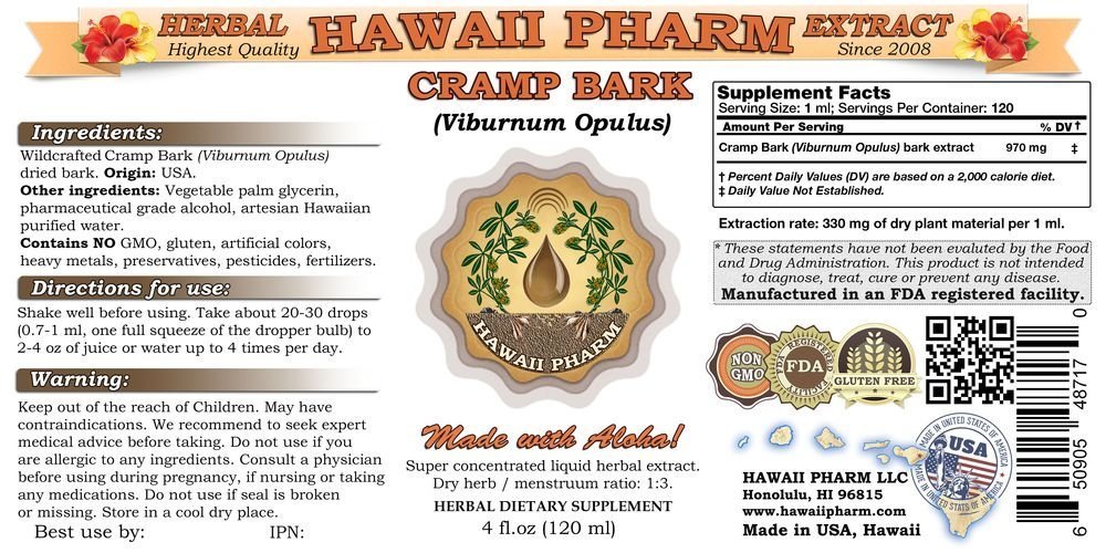 Organic Cramp Bark Liquid Extract - Viburnum Opulus Tincture Supplement, 32oz Unfiltered for Natural Pain Relief & Menstrual Cramps - Supports Muscle Relaxation & Uterine Health