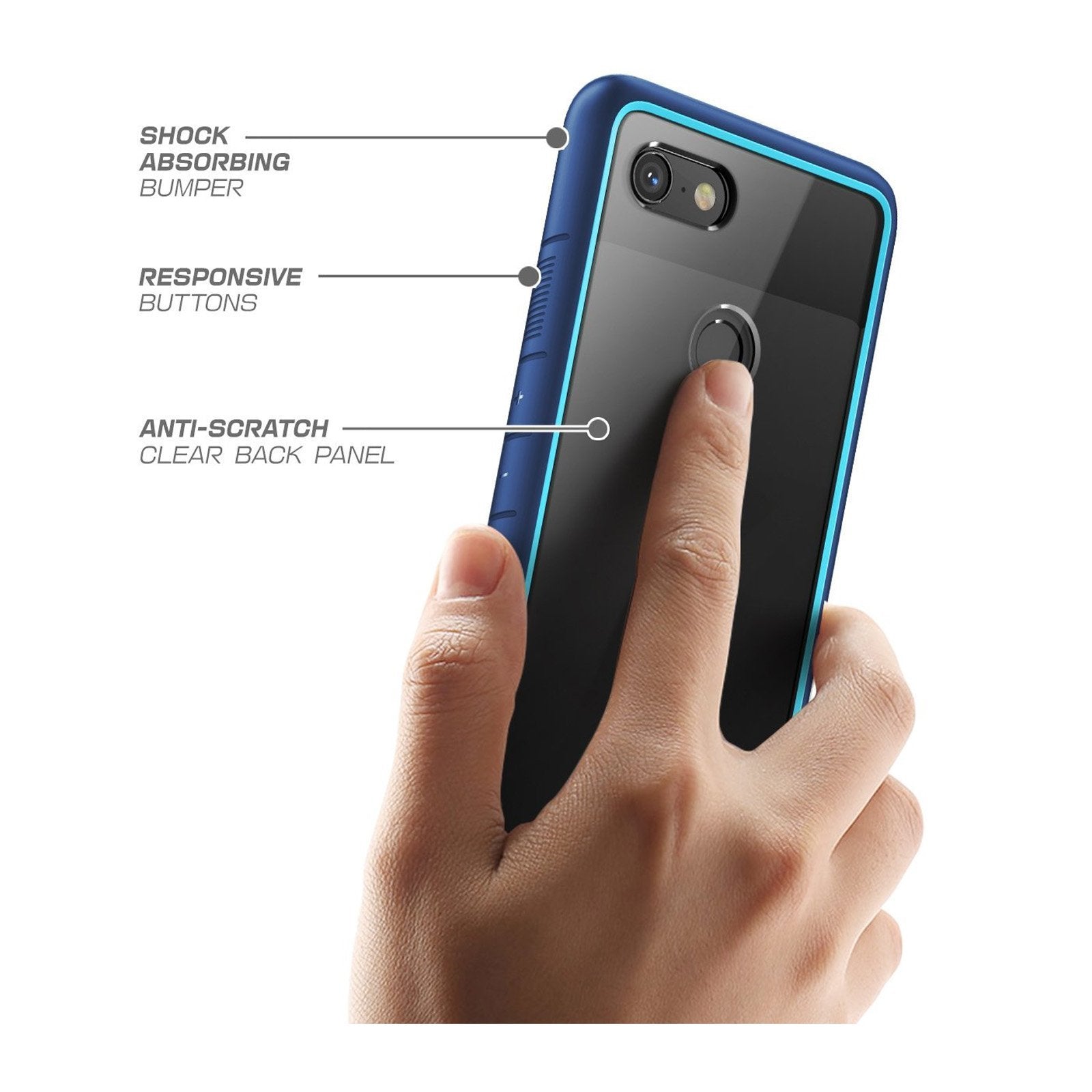 Google Pixel 3 Unicorn Beetle Style Protective Clear Case with Shock-Absorbing TPU Bumper in Blue - Slim Fit, Scratch-Resistant Cover for Everyday Protection (Perfect for Work, Travel & Outdoor Activities)