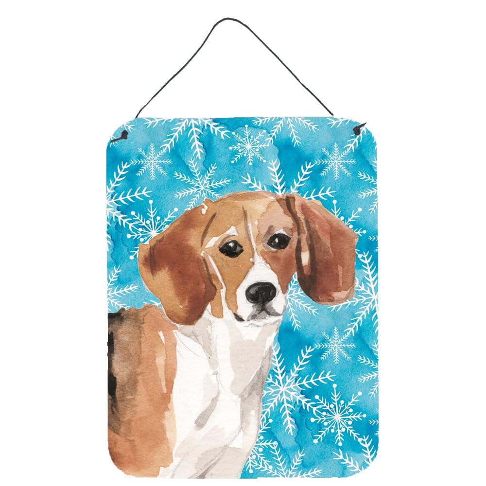 Beagle Winter Wall Decor - Aluminum Metal Sign for Kitchen, Bar, Bathroom & Front Door - 12x16 Inch Multicolor Home Plaque - Perfect for Holiday Decorations & Pet Lover Gifts