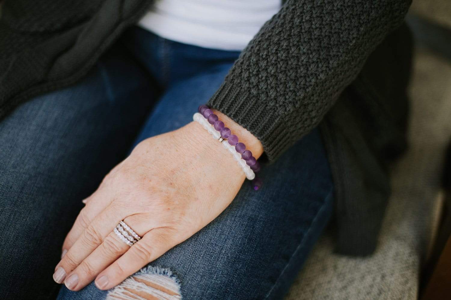 Healing Matte Amethyst Wrist Mala Beads - Natural Stone Meditation Bracelet for Stress Relief & Spiritual Balance | Perfect for Yoga, Mindfulness & Chakra Healing
