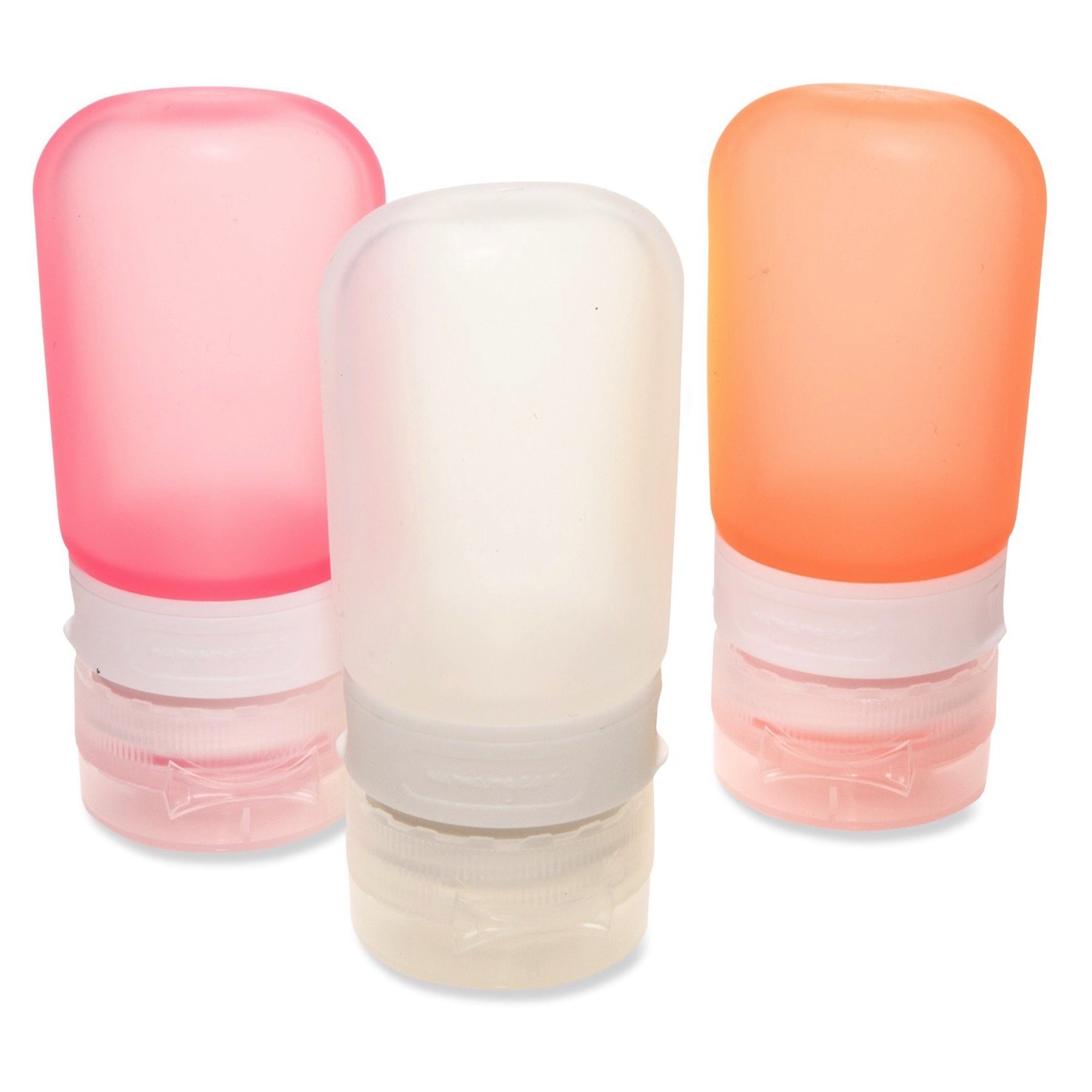 humangear GoToob Refillable Silicone Travel Bottles with Locking Cap - Leak Proof Toiletry Containers for Shampoo, Lotion & Cosmetics - Perfect for Women's Travel Kit, Gym Bag & Airplane Carry-On (3-Pack)