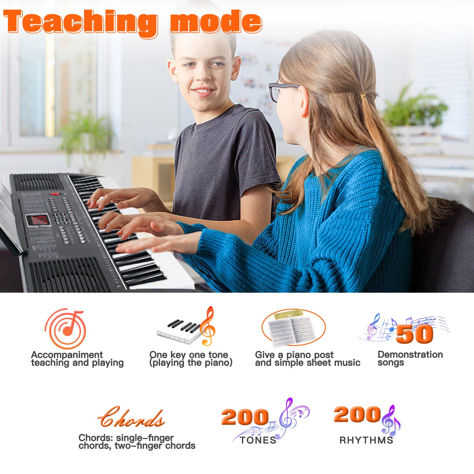 AQNIEGEP 61 Key Electric Keyboard Piano for Beginners - Portable Digital Piano with Stand, Bench, Microphone, LED Screen & Music Stand - Perfect Christmas Gift for Kids & Adults - Ideal for Home, School & Music Practice