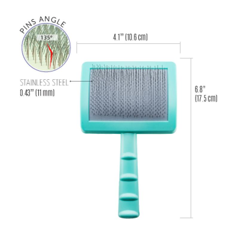 Tauro Pro Line Plastic Brush - Mint Green, Thin & Hard Bristles, Large Size 6.9x4.2x2.4 Inches - Perfect for Pet Grooming, Makeup Application & Detailing Cars