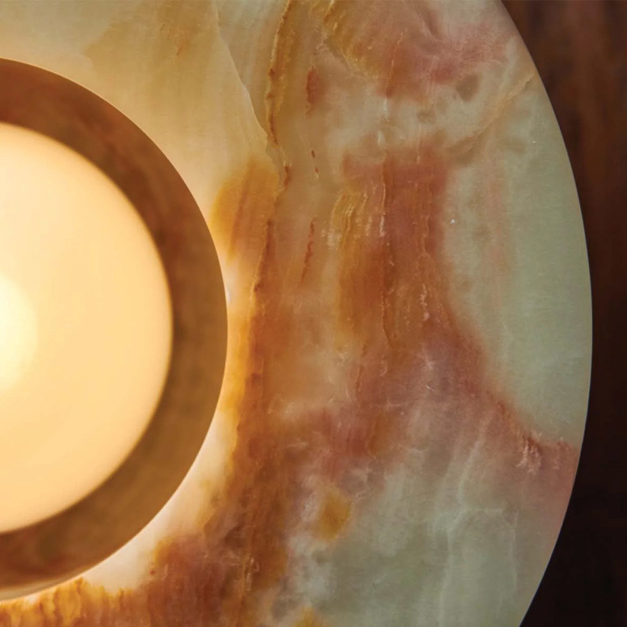 PRE ORDER MARZ DESIGNS Aurelia Surface Sconce - Jade Onyx & Brass Wall Light Fixture for Bedroom, Living Room, or Hallway Lighting