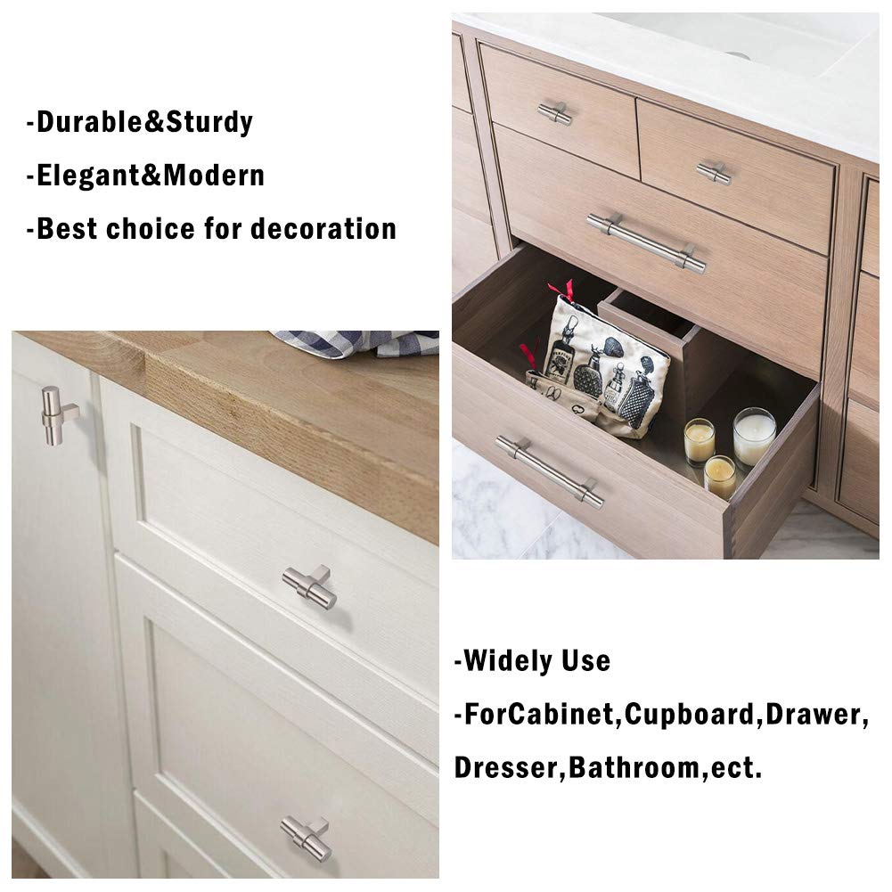 5 Pack Brushed Nickel Cabinet Knobs & Drawer Pulls - Elegant Kitchen Cabinet Hardware for Dresser, Wardrobe & Furniture (Perfect for Home Renovation & DIY Projects)