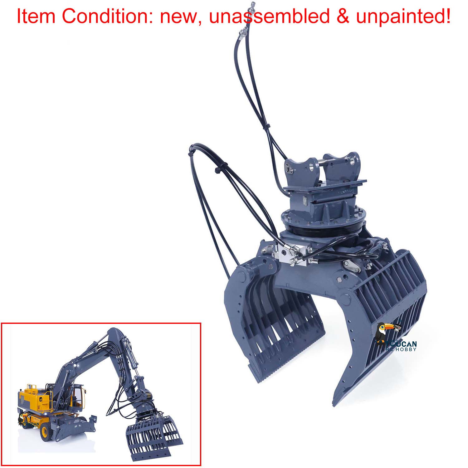 1/14 LESU PC360 Metal Excavator Truck Tracks Kit with Sprocket, ESC Motor & Metal Cabin - Heavy Duty Grab Grapple Bucket for RC Construction Vehicles - Perfect for RC Model Building, Construction Simulation & Collectors