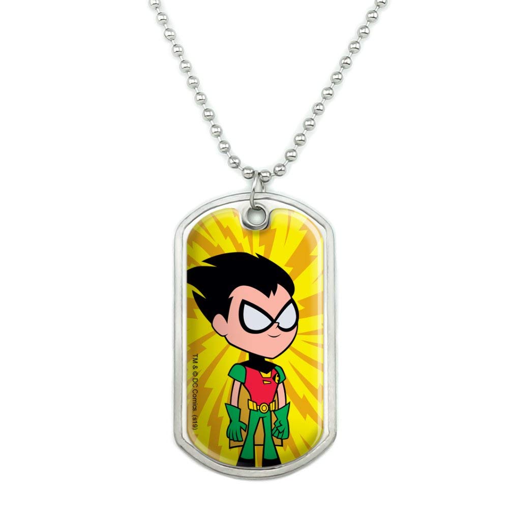 Teen Titans Go! Robin Military Dog Tag Pendant Necklace with Chain - Stylish Superhero Jewelry for Cosplay, Gifts & Everyday Wear