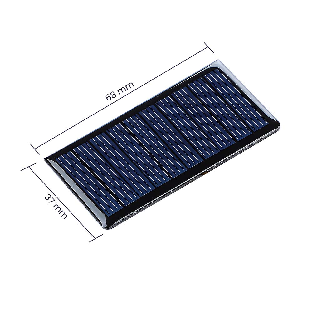 10Pcs 5V 60mA Epoxy Solar Panels - Polycrystalline Solar Cells for DIY Solar Battery Charger & Solar System Kits (68x37mm/2.67