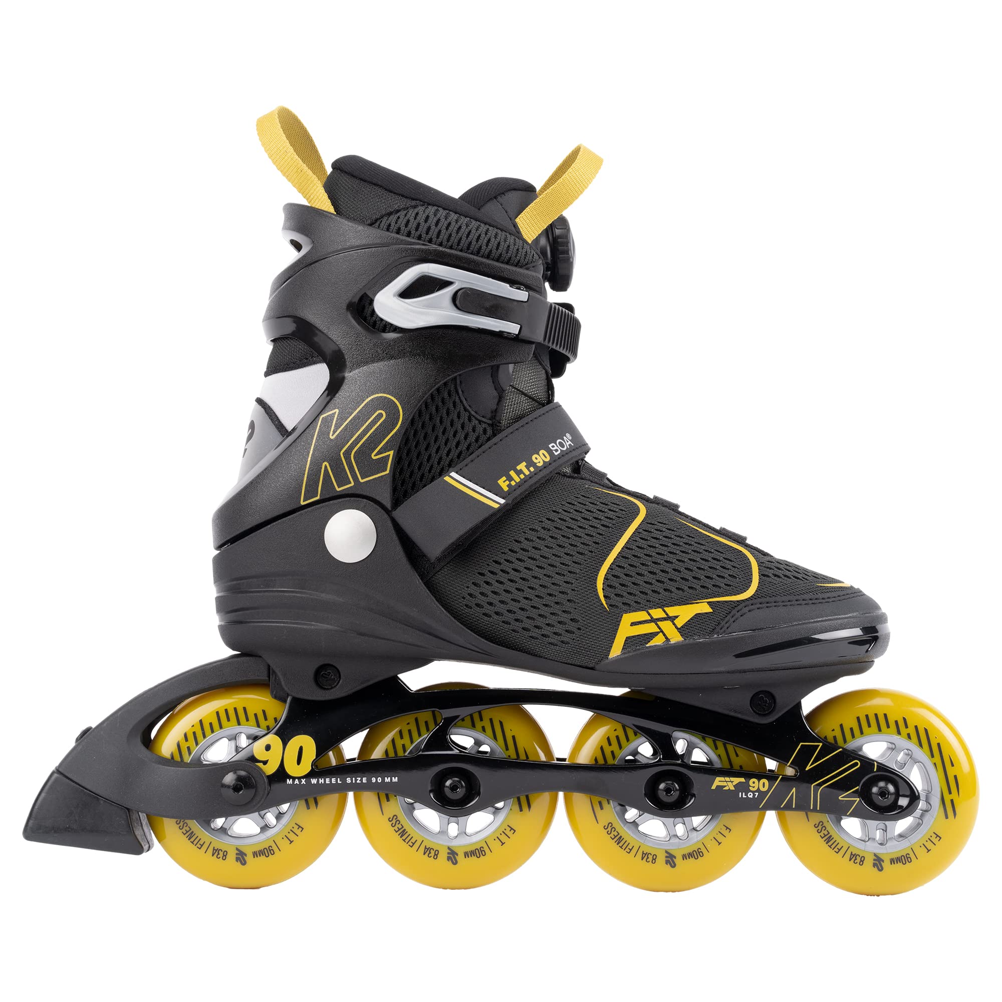 K2 F.I.T. 90 Boa Gray Men's Inline Skates - High Performance Fitness & Speed Skating for Adults | Perfect for Outdoor Exercise, Rollerblading & Urban Commuting