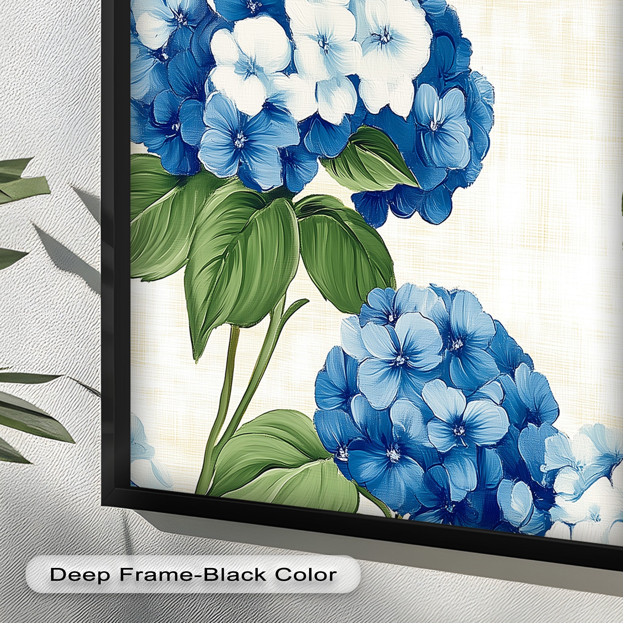 Blue and White Blooming Flower Oil Painting - Handmade Canvas Art for Home Decor, Living Room, Bedroom & Office Wall