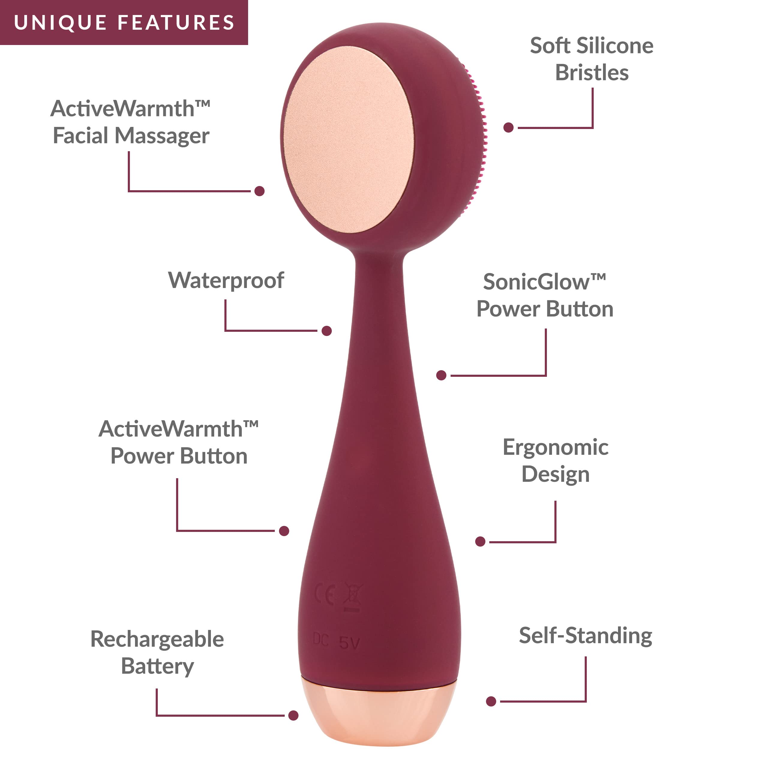 PMD Clean Pro Smart Facial Cleansing Device with Silicone Brush & ActiveWarmth Anti-Aging Massager - Deep Pore Cleanser for Glowing Skin - Perfect for Daily Skincare Routine & Anti-Aging Treatment at Home